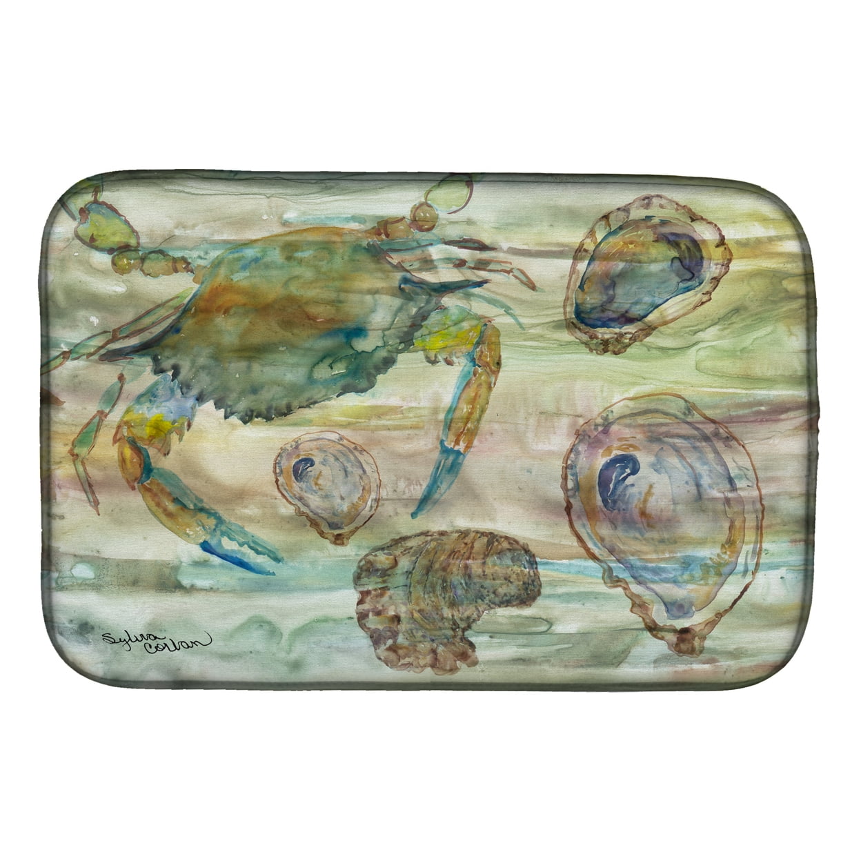 Picture of Carolines Treasures SC2017DDM Crab, Shrimp & Oyster Sunset Dish Drying Mat