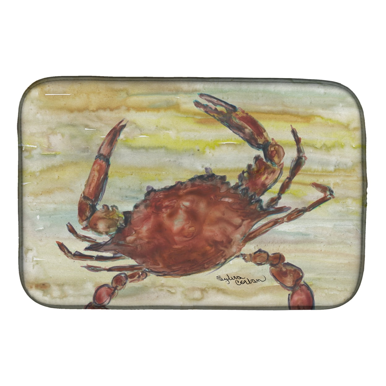 Picture of Carolines Treasures SC2022DDM Cooked Crab Yellow Sky Dish Drying Mat