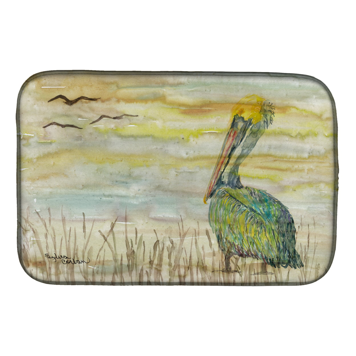 Picture of Carolines Treasures SC2024DDM Pelican Yellow Sky Dish Drying Mat