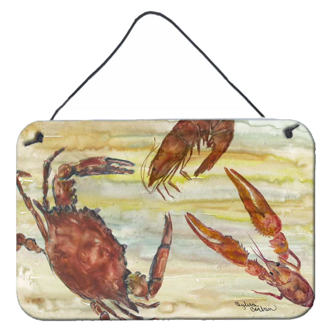 Crab, Shrimp, Oyster Yellow Sky Wall or Door Hanging Prints