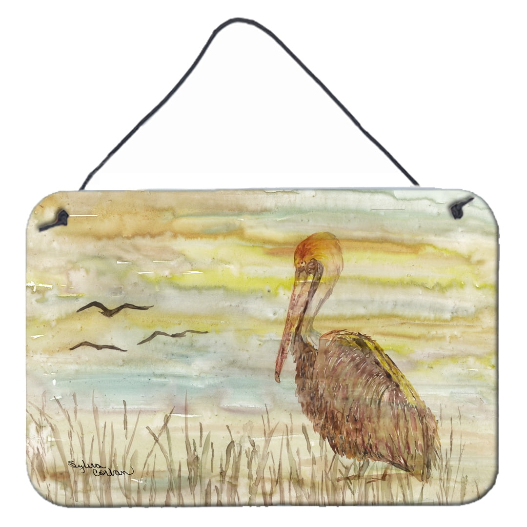 Brown Pelican Yellow Sky Wall or Door Hanging Prints