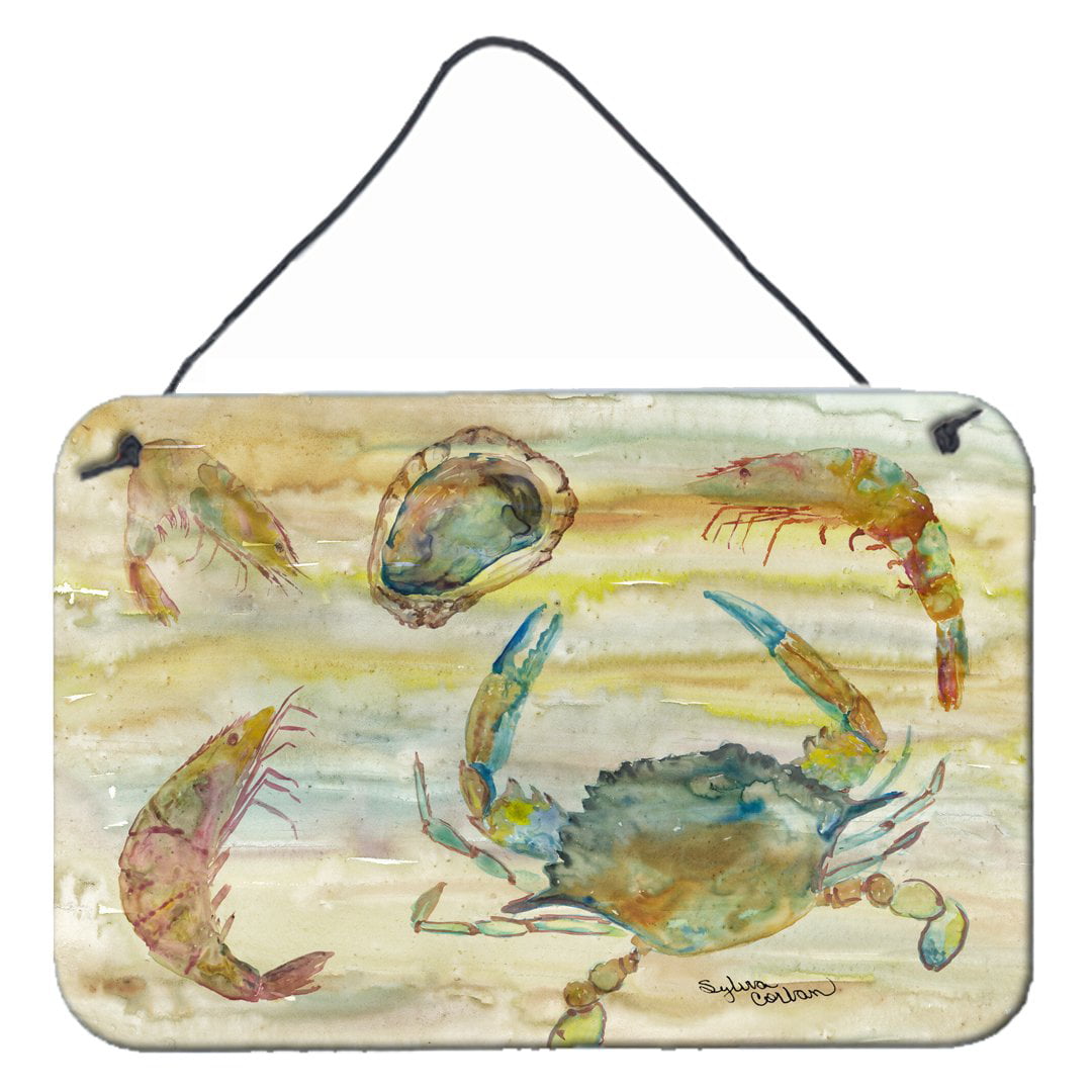 Crab, Shrimp, Oyster Yellow Sky Wall or Door Hanging Prints