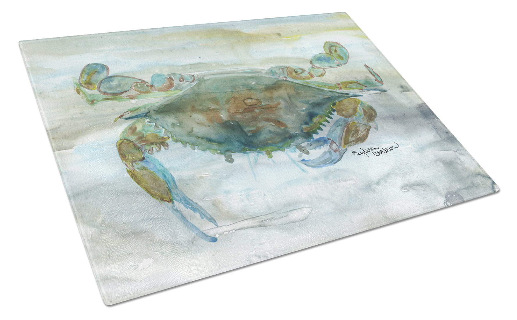 Crab a Leg Up Watercolor Glass Cutting Board - Large