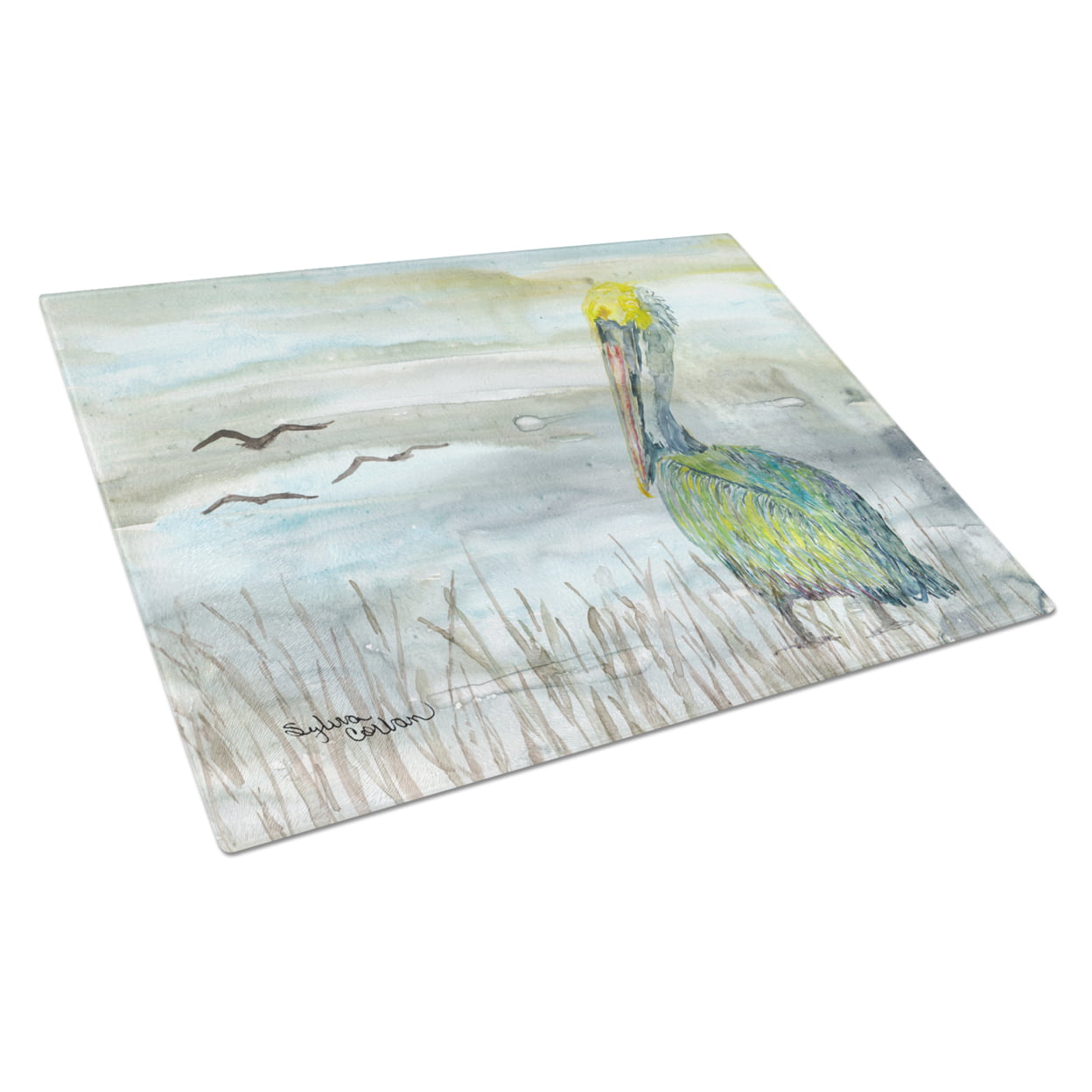 Pelican Watercolor Glass Cutting Board - Large