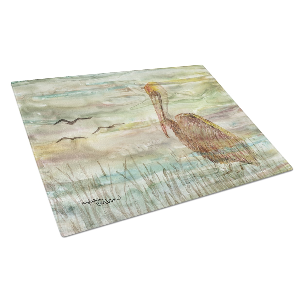 Brown Pelican Sunset Glass Cutting Board - Large