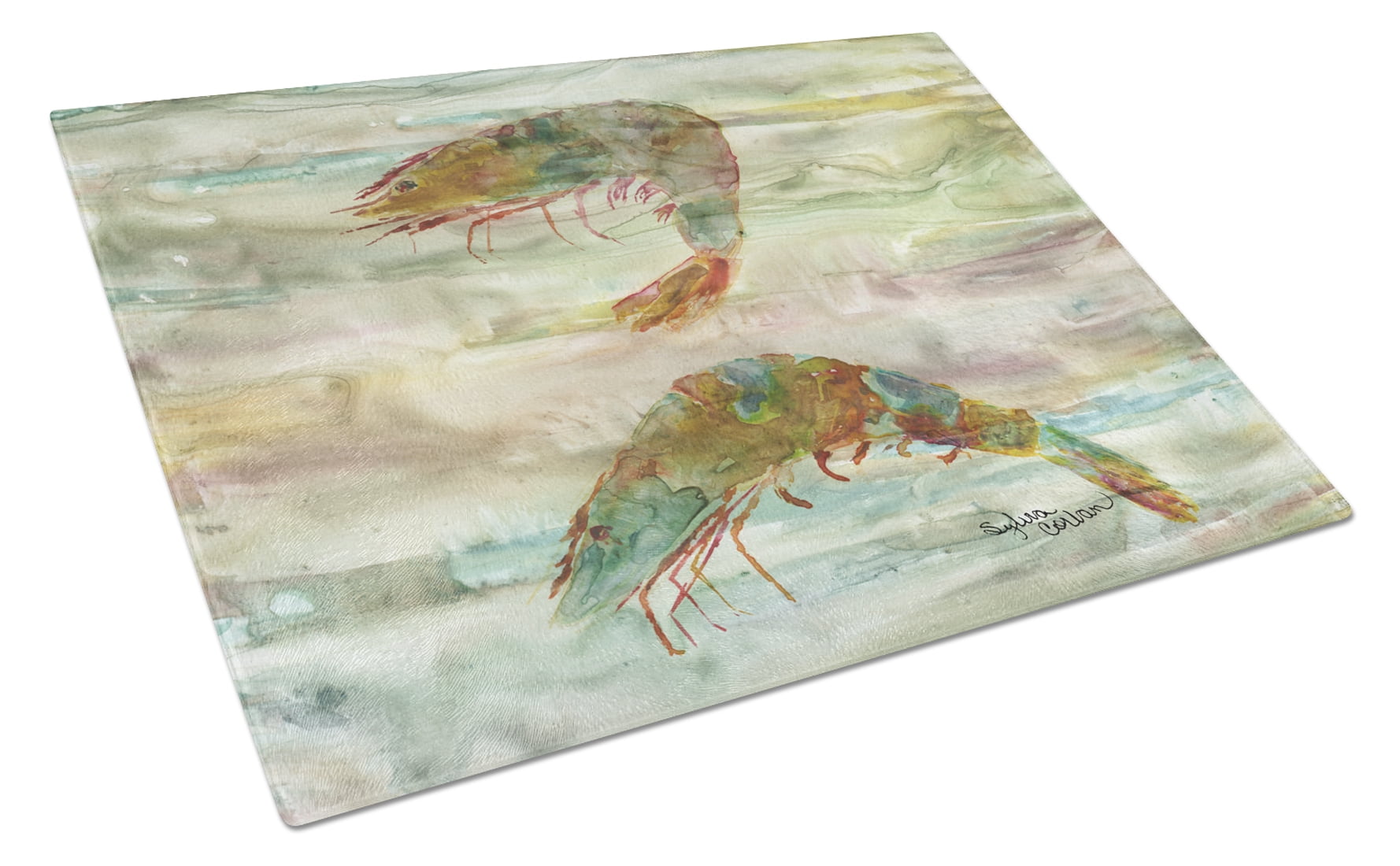 SC2014LCB Shrimp Sunset Glass Cutting Board - Large