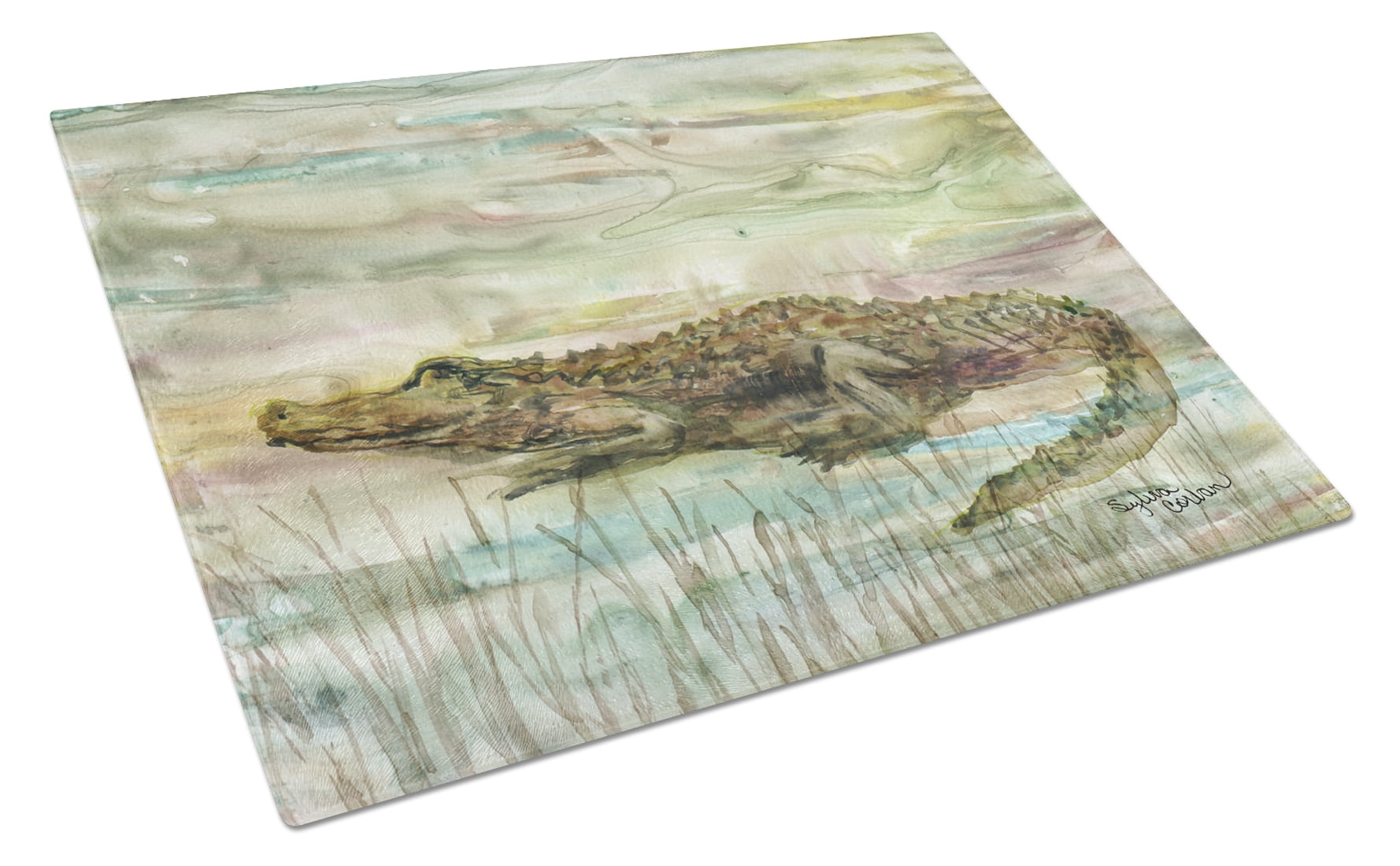Alligator Sunset Glass Cutting Board - Large