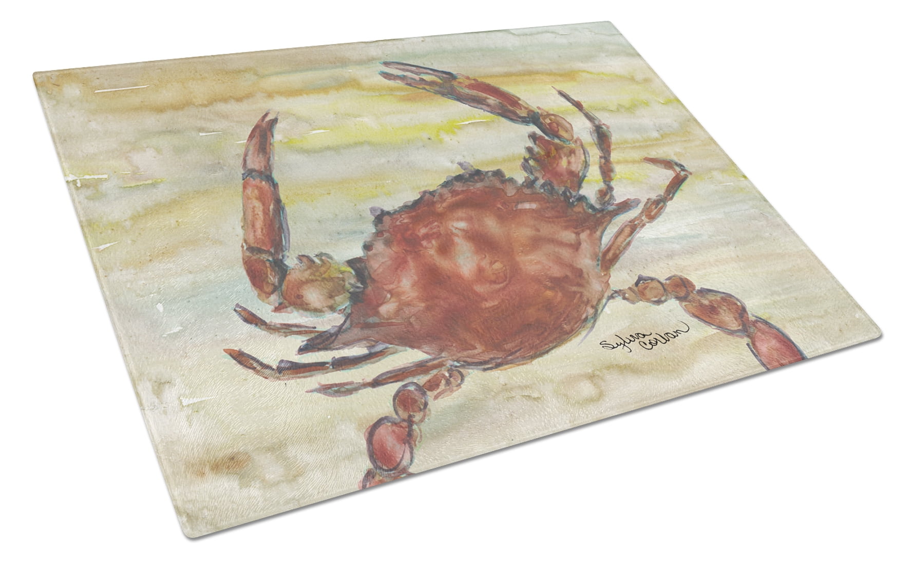 Cooked Crab Yellow Sky Glass Cutting Board - Large