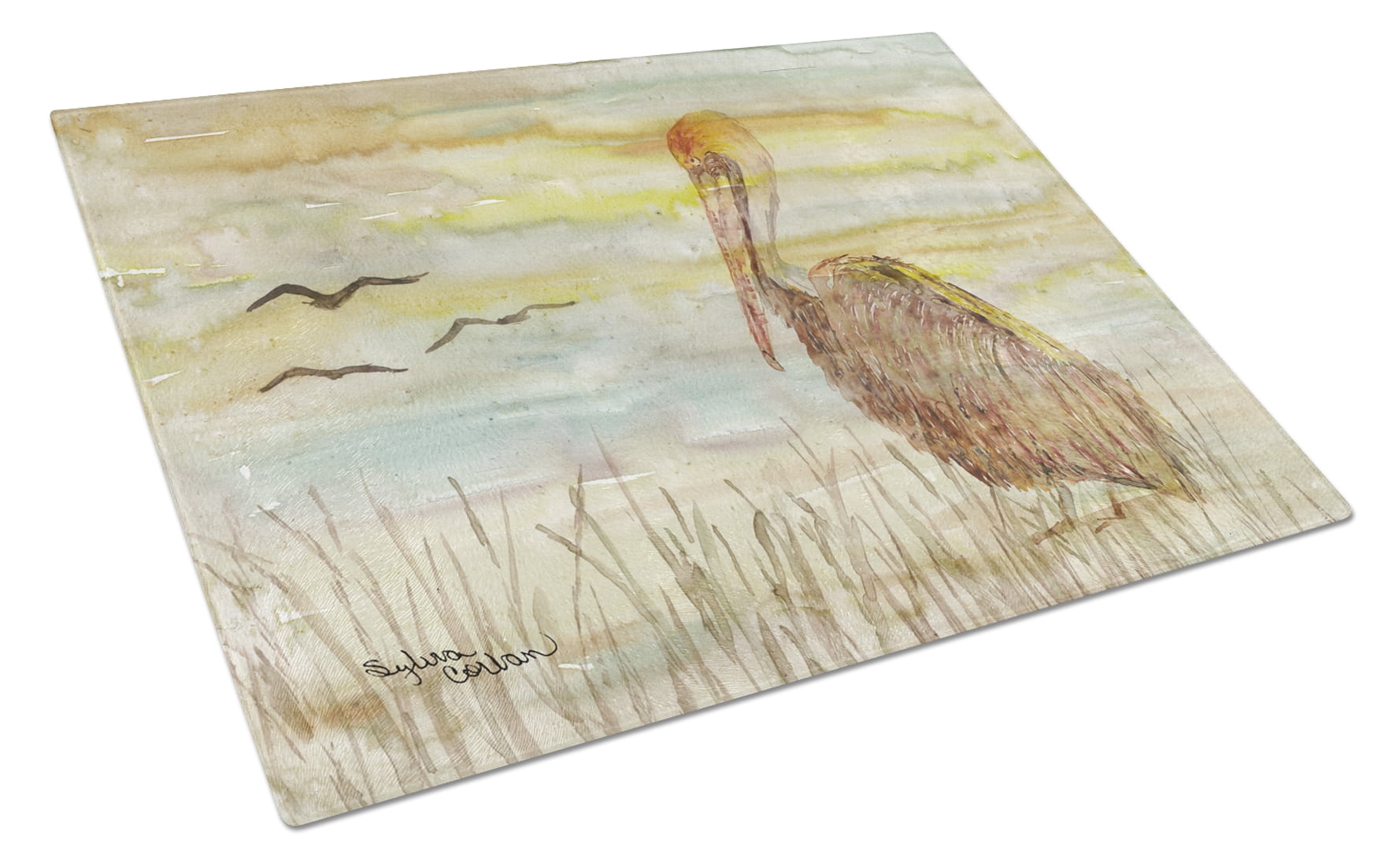 Brown Pelican Yellow Sky Glass Cutting Board - Large