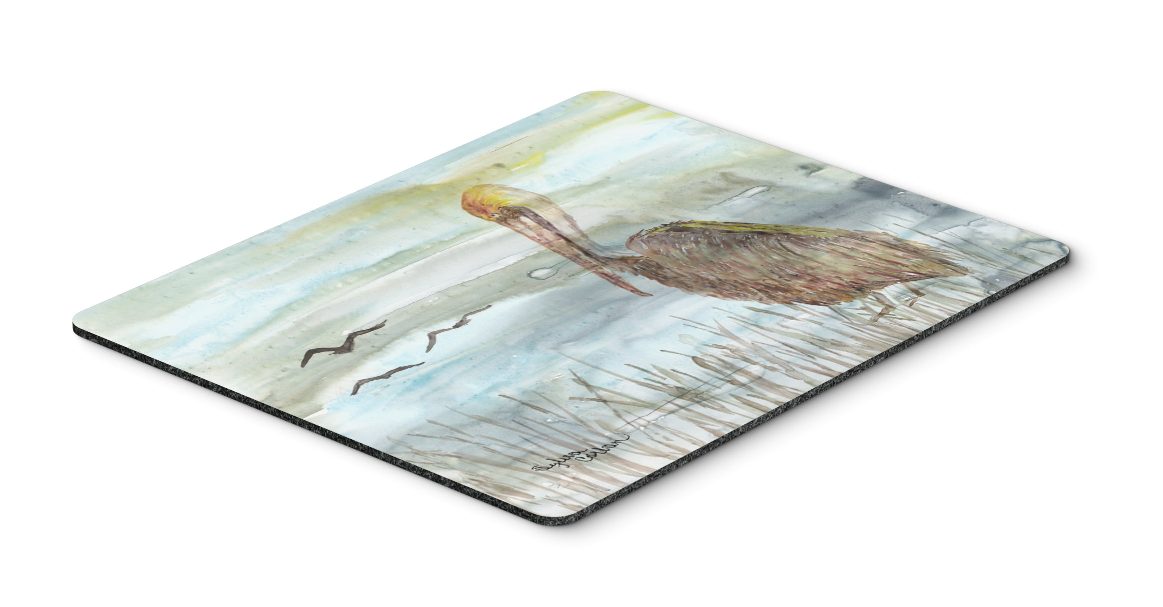 Brown Pelican Watercolor Mouse Pad, Hot Pad or Trivet