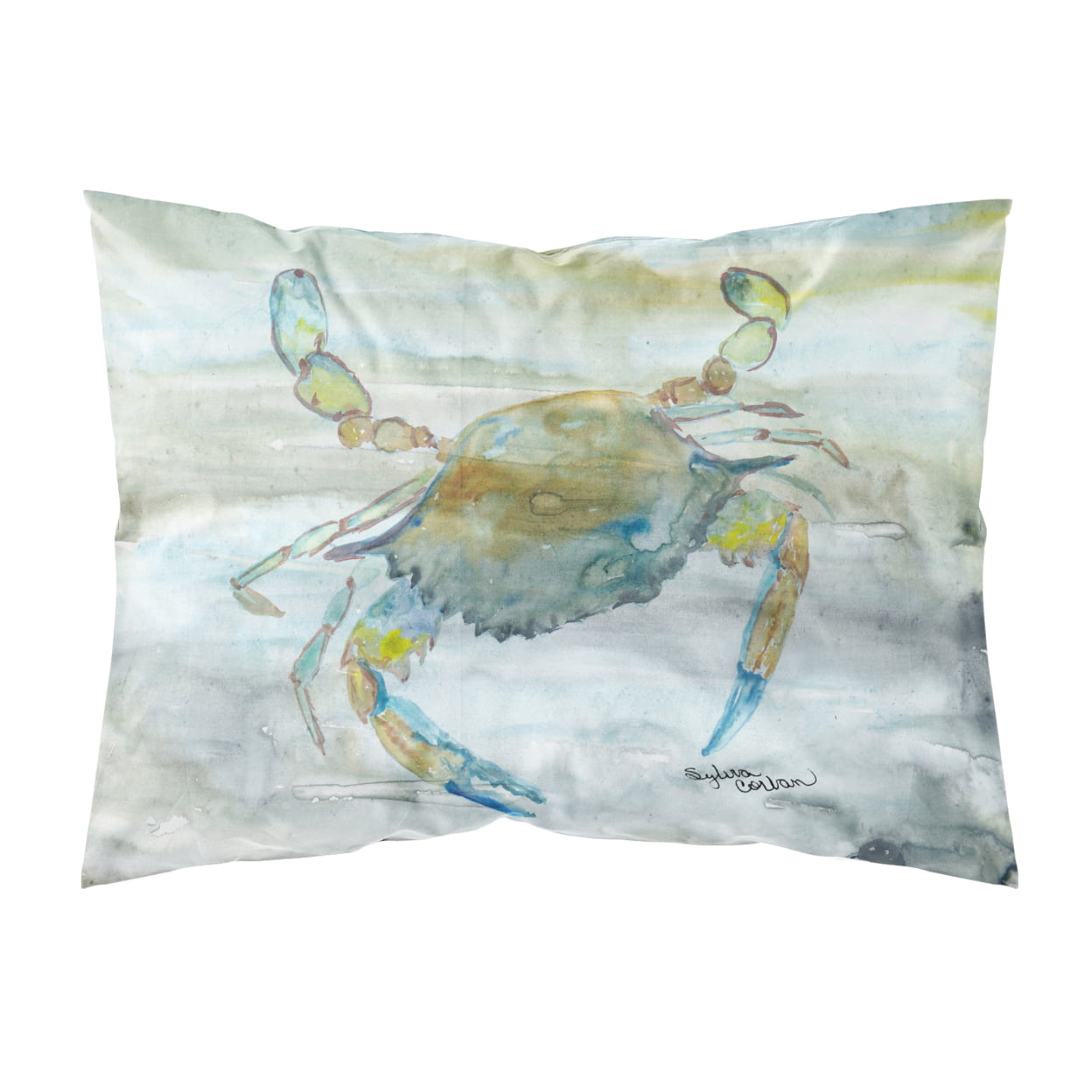 Blue Crab No.2 Watercolor Fabric Standard Pillowcase