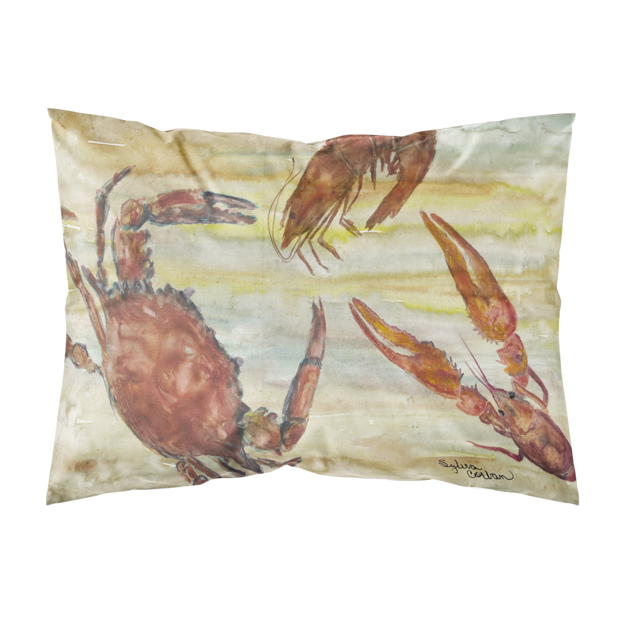Crab, Shrimp, Oyster Yellow Sky Fabric Standard Pillowcase