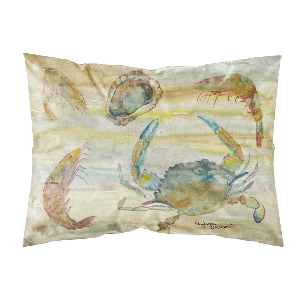 Crab, Shrimp, Oyster Yellow Sky Fabric Standard Pillowcase