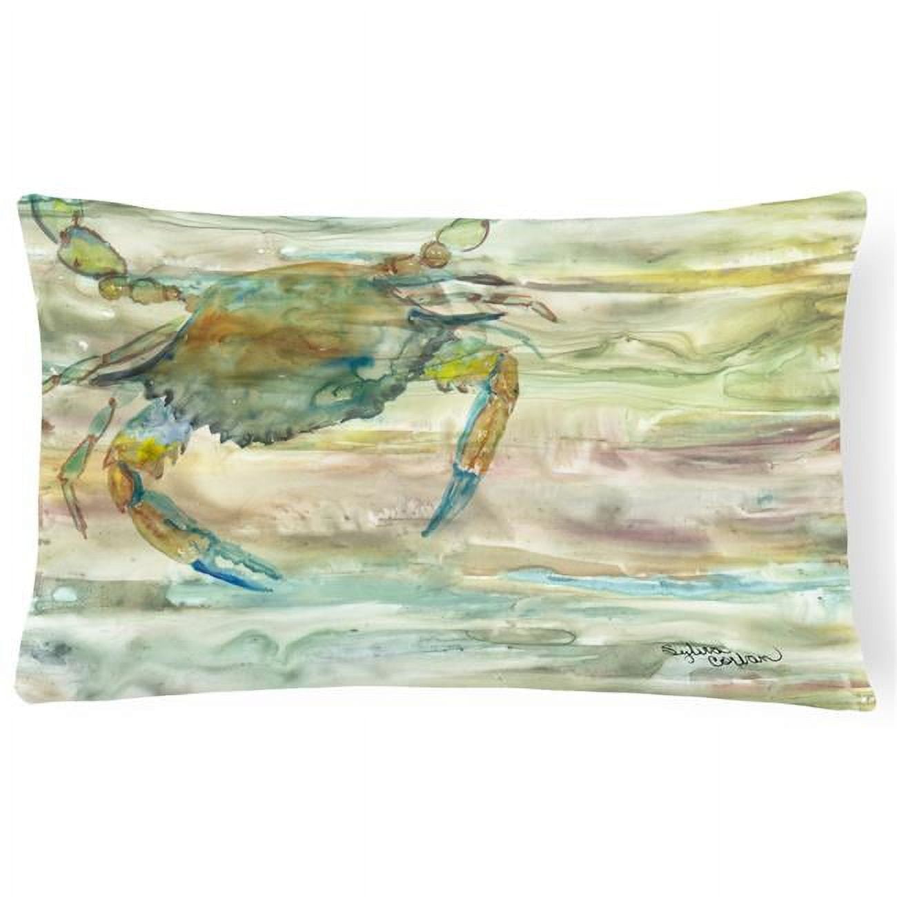 Blue Crab Sunset Canvas Fabric Decorative Pillow