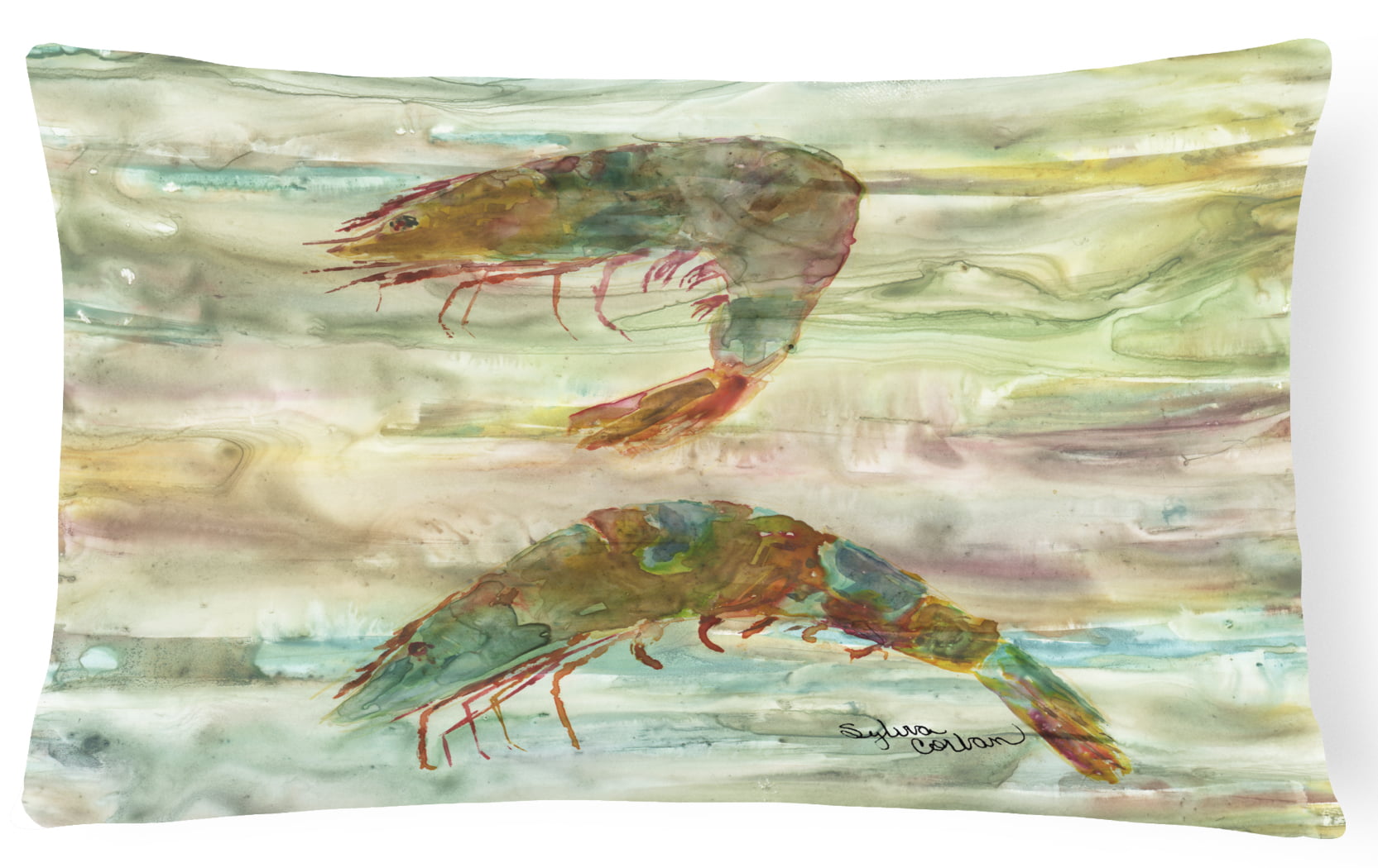 SC2014PW1216 Shrimp Sunset Canvas Fabric Decorative Pillow