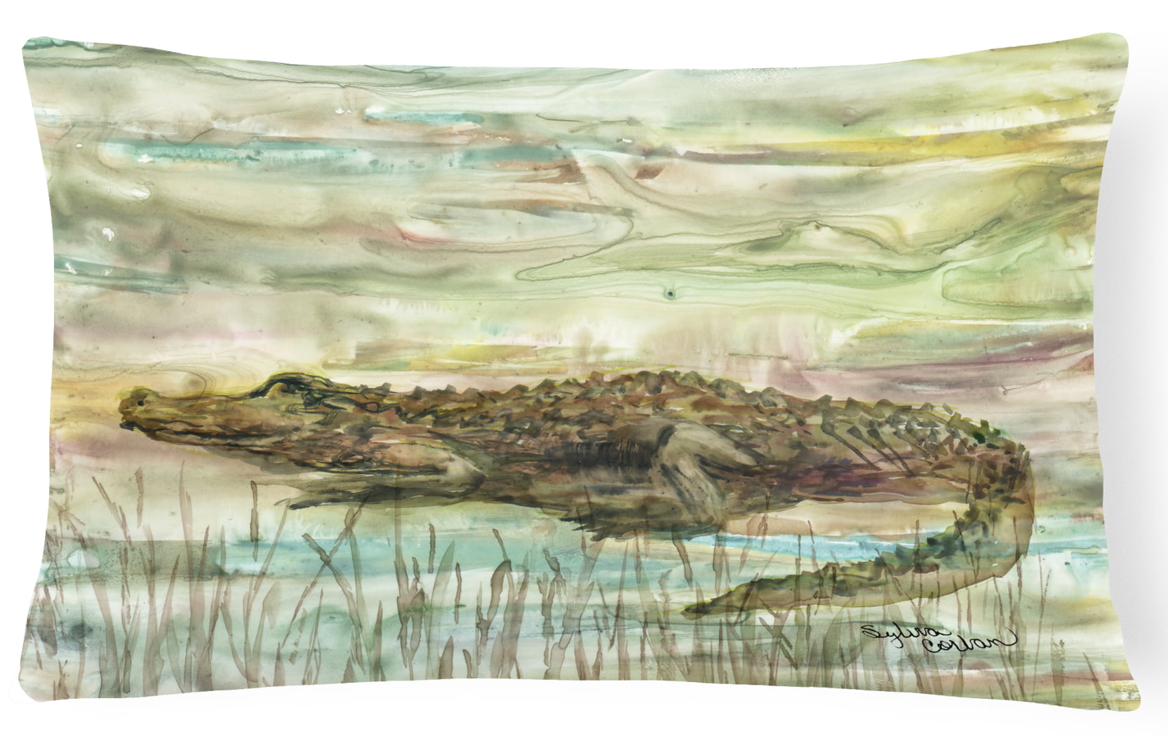 Alligator Sunset Canvas Fabric Decorative Pillow