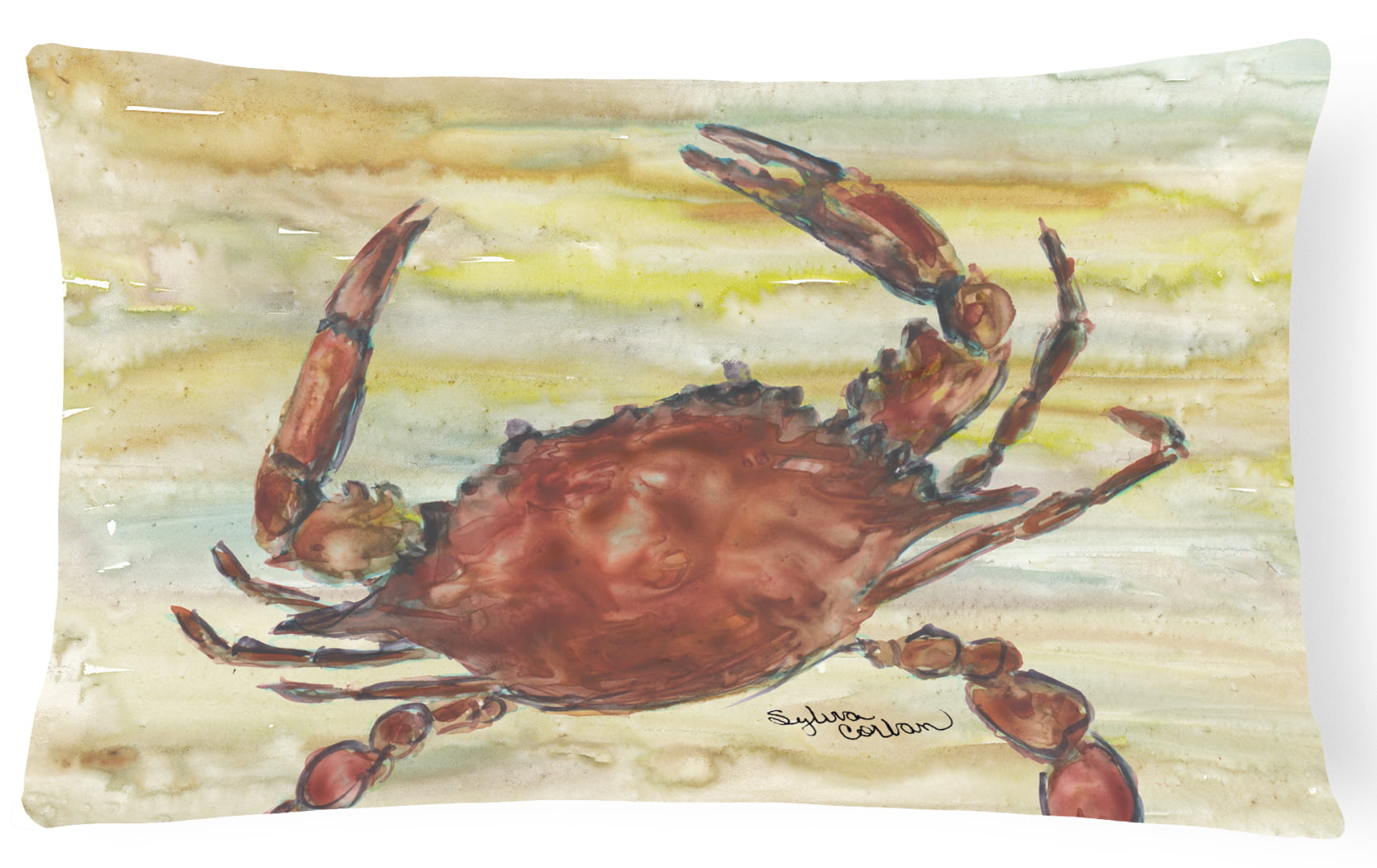 Cooked Crab Yellow Sky Canvas Fabric Decorative Pillow