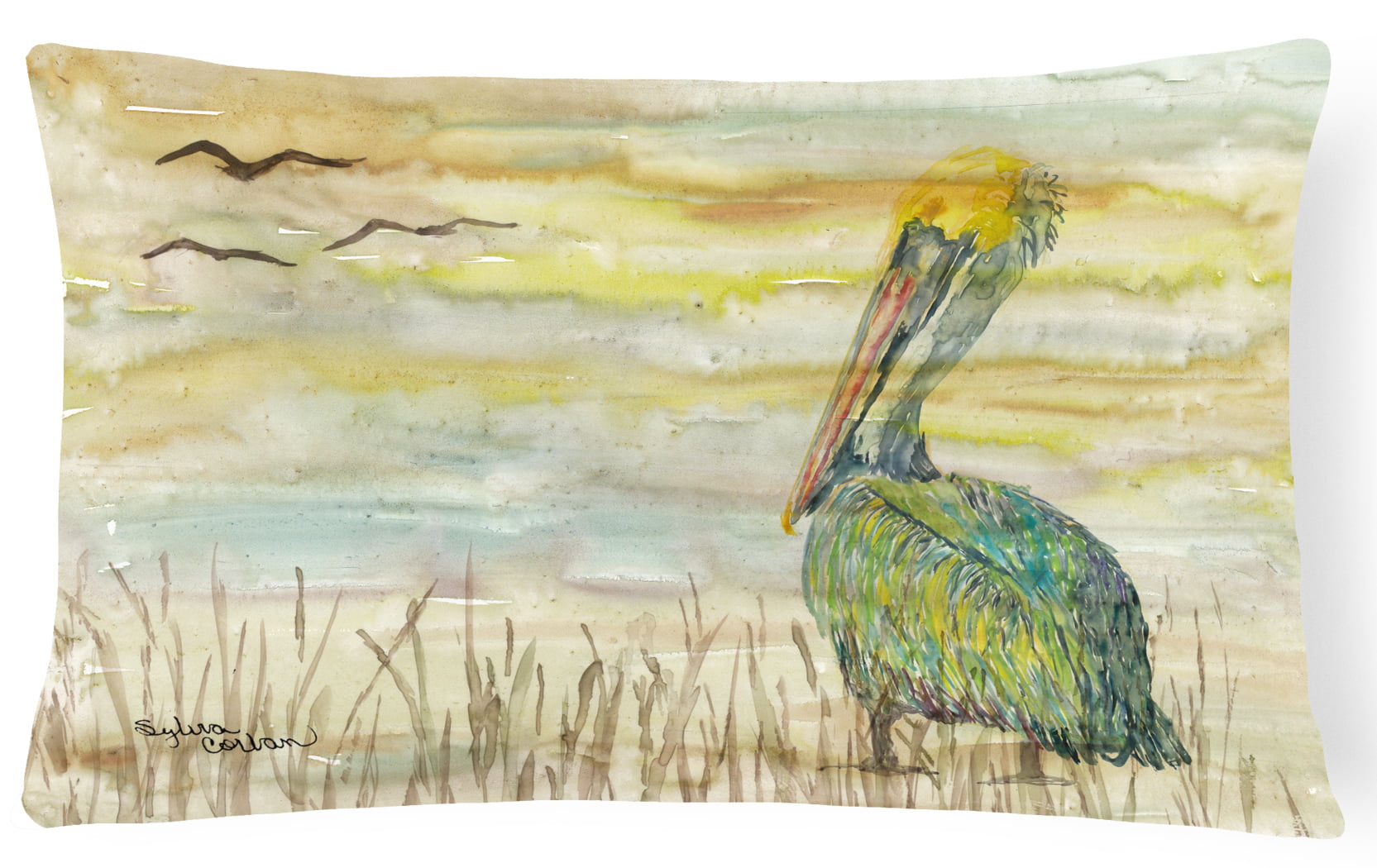 Pelican Yellow Sky Canvas Fabric Decorative Pillow