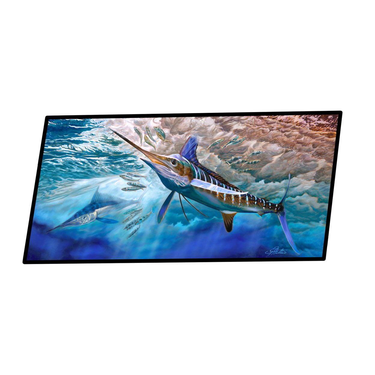 28 x 58 in. White Rabbit Blue Marlin Indoor or Outdoor Runner Mat