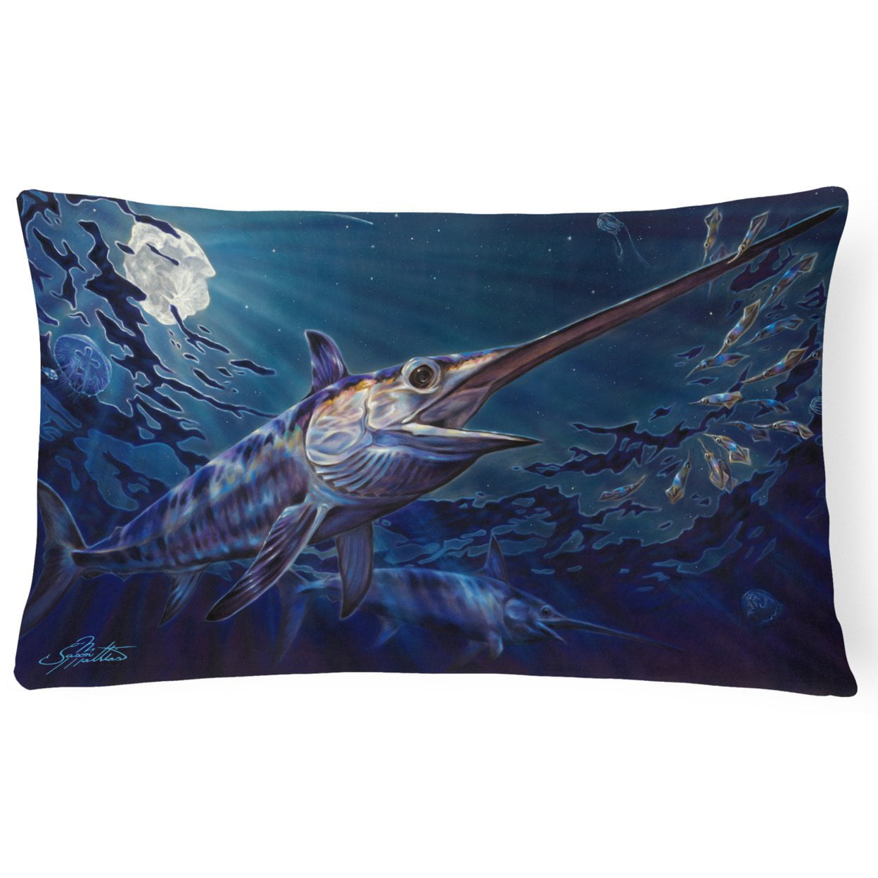 Prince of Darkness Swordfish Canvas Fabric Decorative Pillow