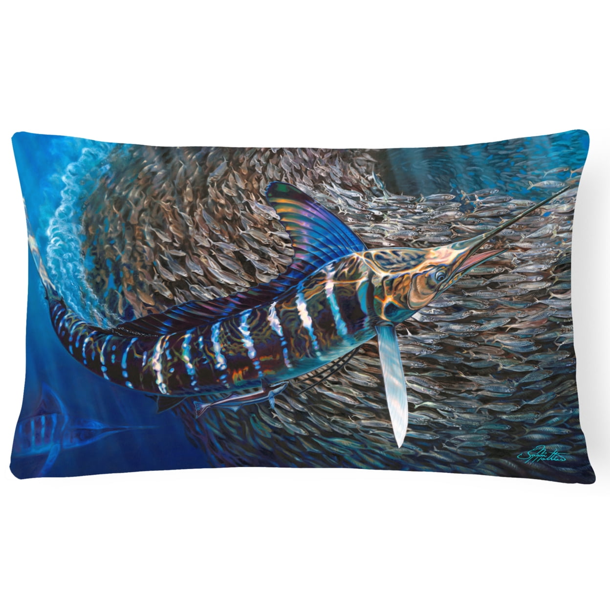 Striped Gem Striped Marlin Canvas Fabric Decorative Pillow