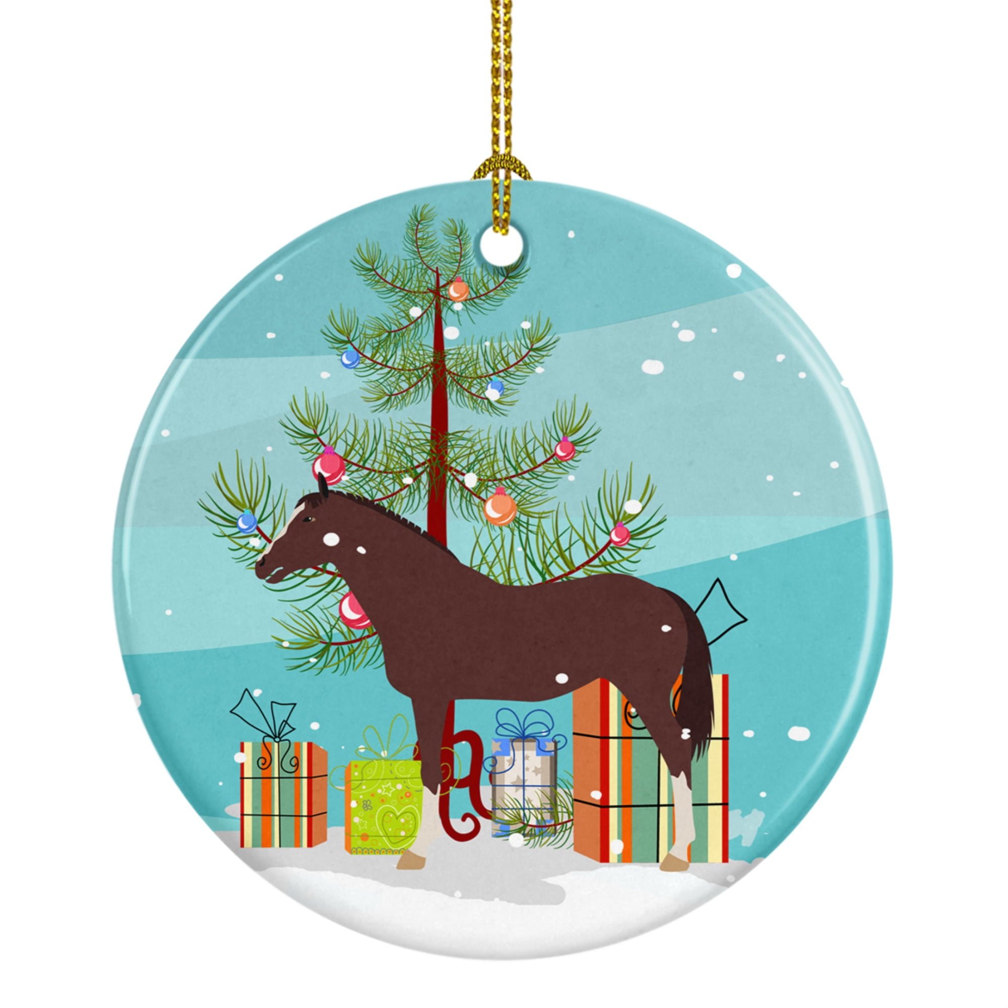 English Thoroughbred Horse Christmas Ceramic Ornament