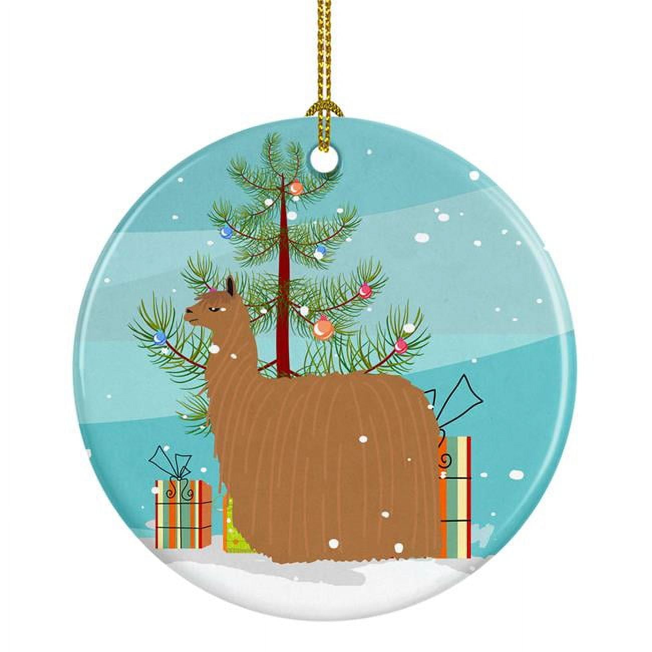 Alpaca Suri Christmas Ceramic Ornament