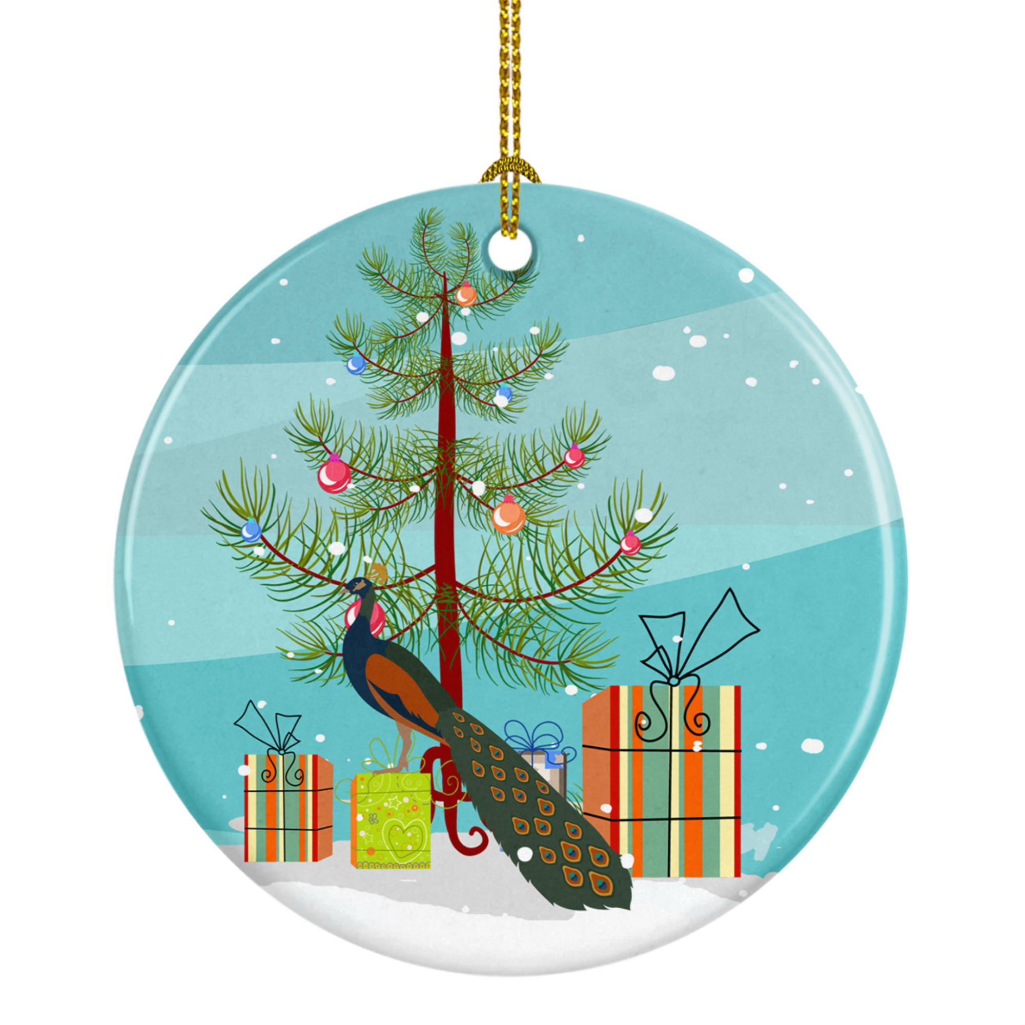Indian Peacock Peafowl Christmas Ceramic Ornament