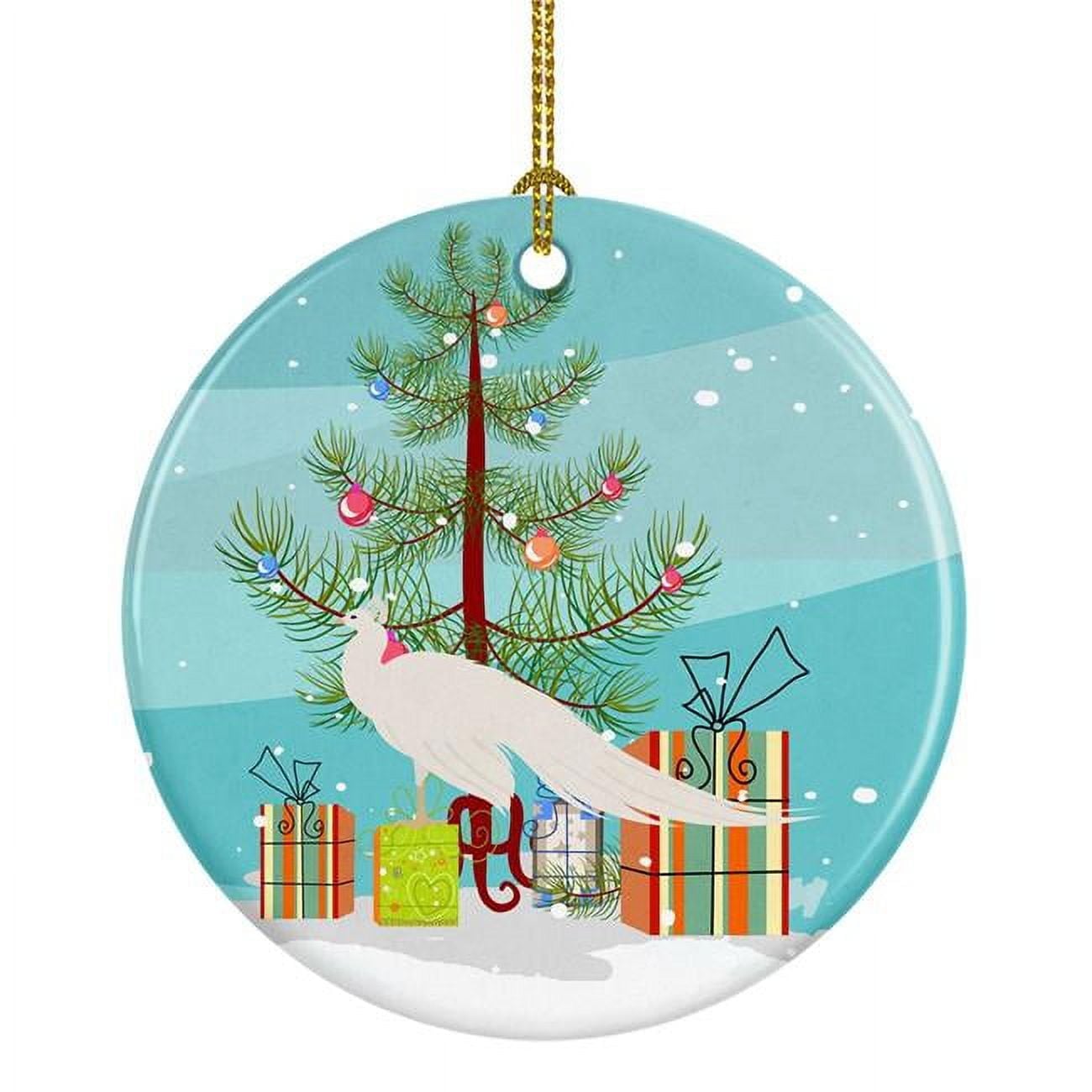 White Peacock Peafowl Christmas Ceramic Ornament