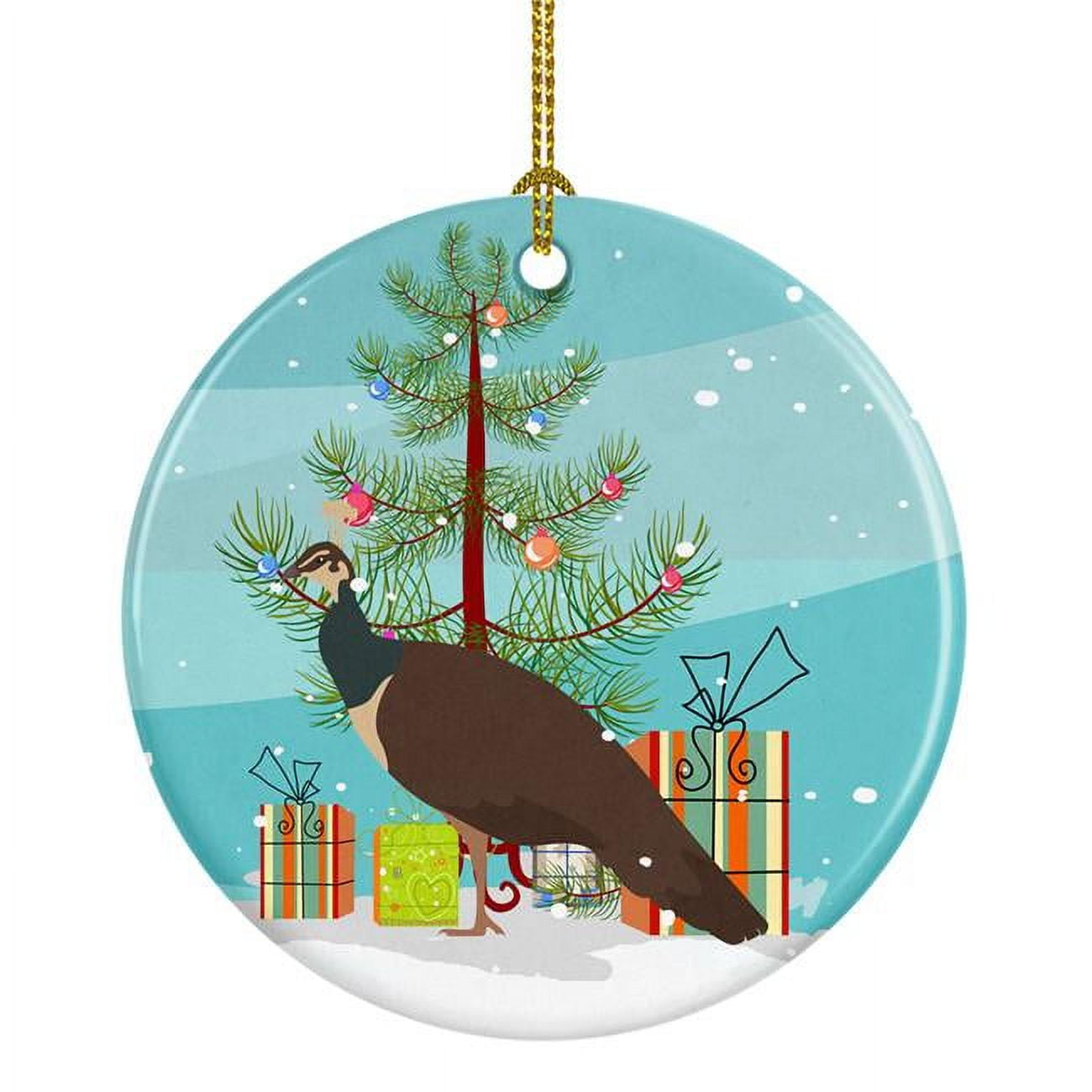 BB9294CO1 Indian Peahen Peafowl Christmas Ceramic Ornament