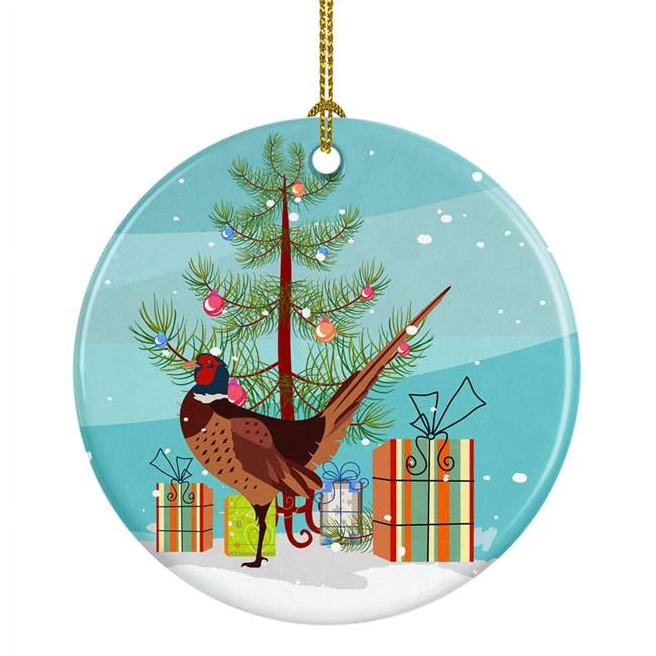 Ring-necked Common Pheasant Christmas Ceramic Ornament