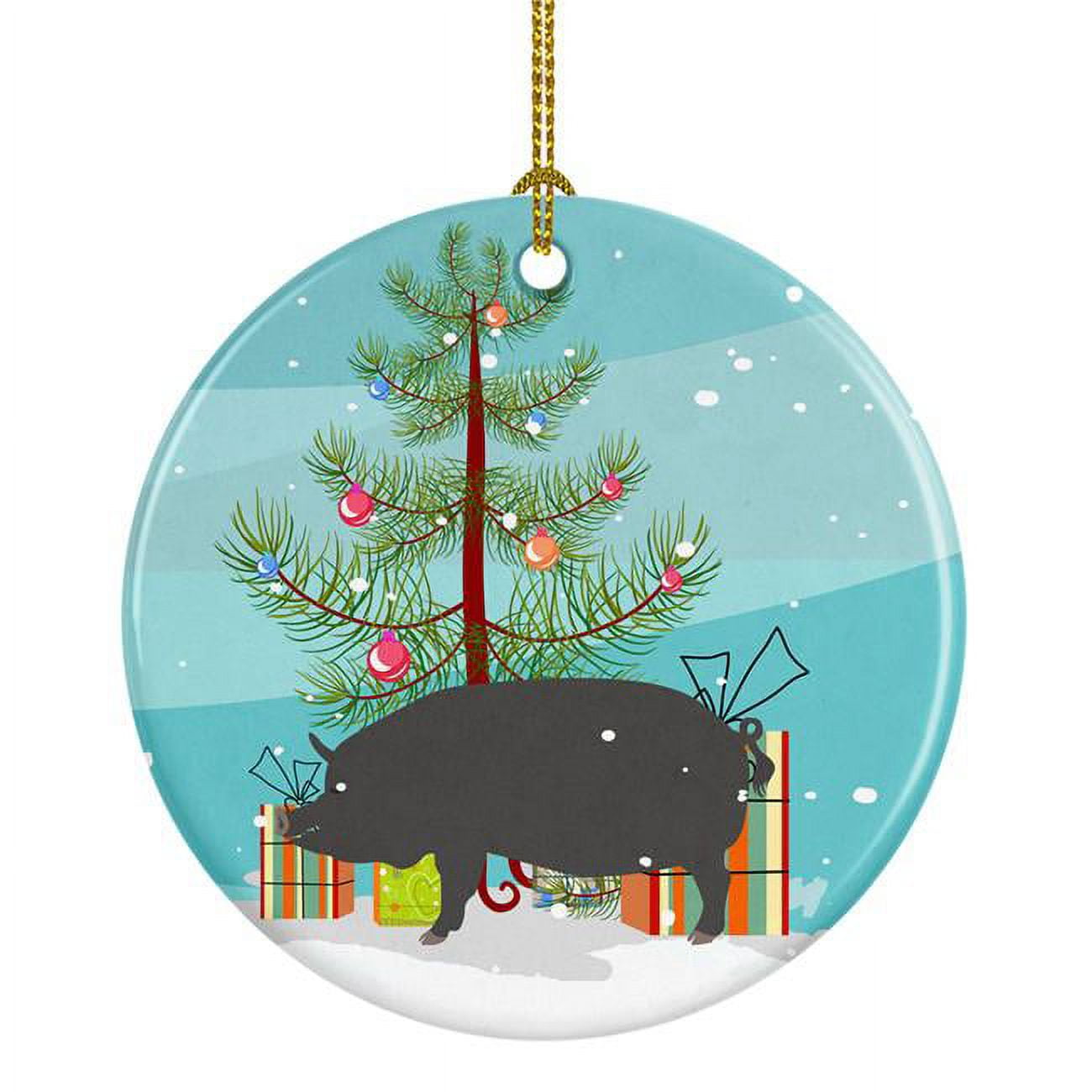 Berkshire Pig Christmas Ceramic Ornament