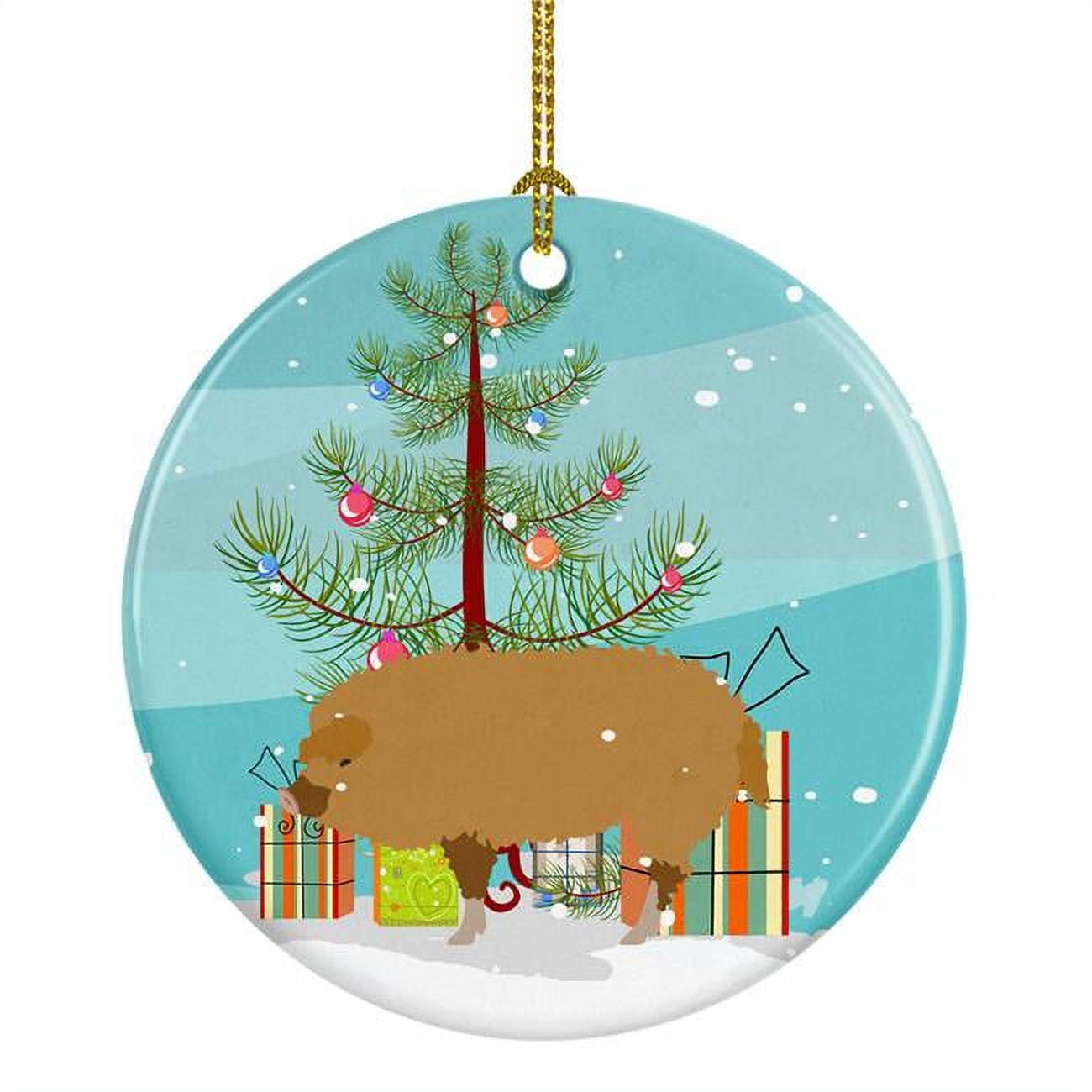 Hungarian Mangalica Pig Christmas Ceramic Ornament