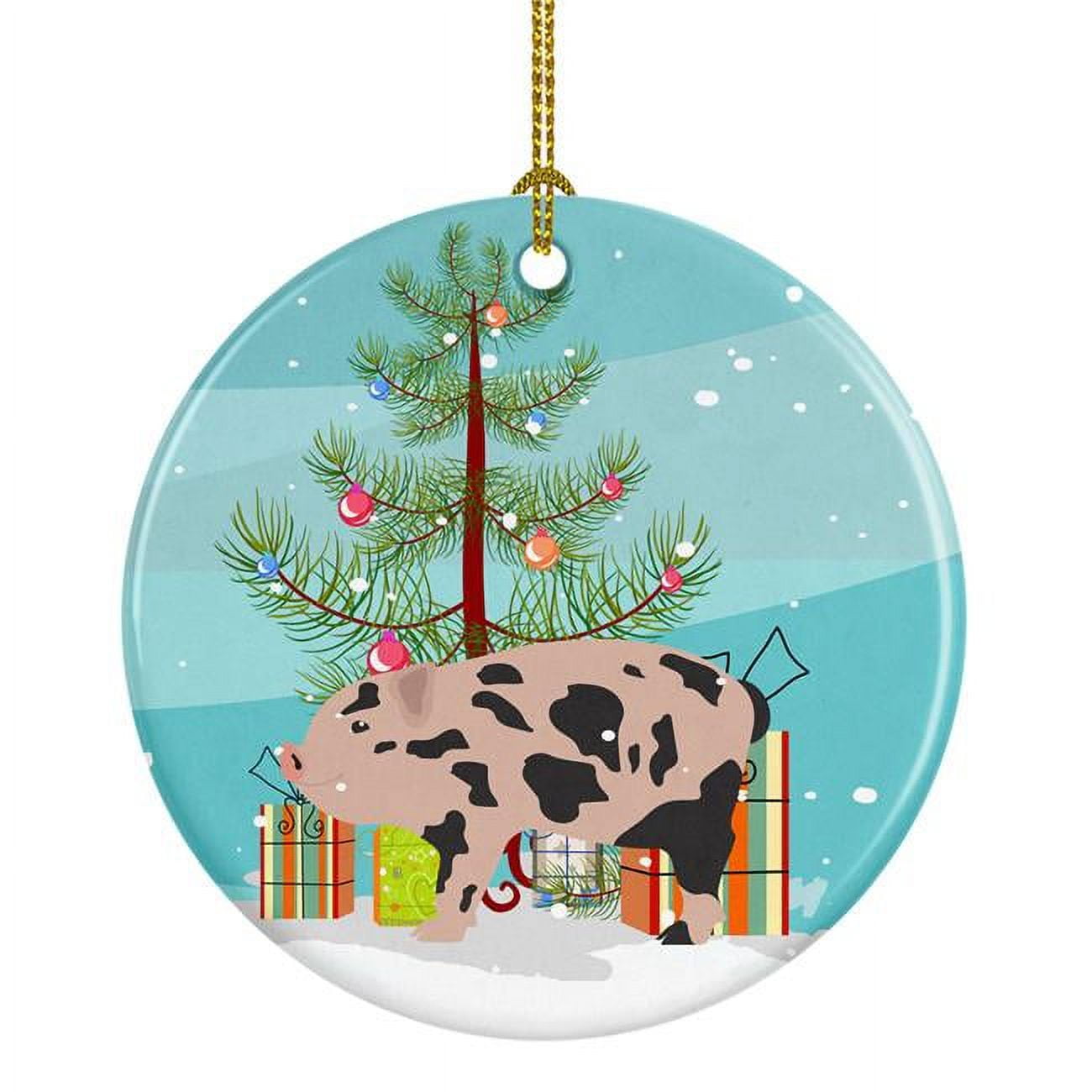 Mini Miniature Pig Christmas Ceramic Ornament