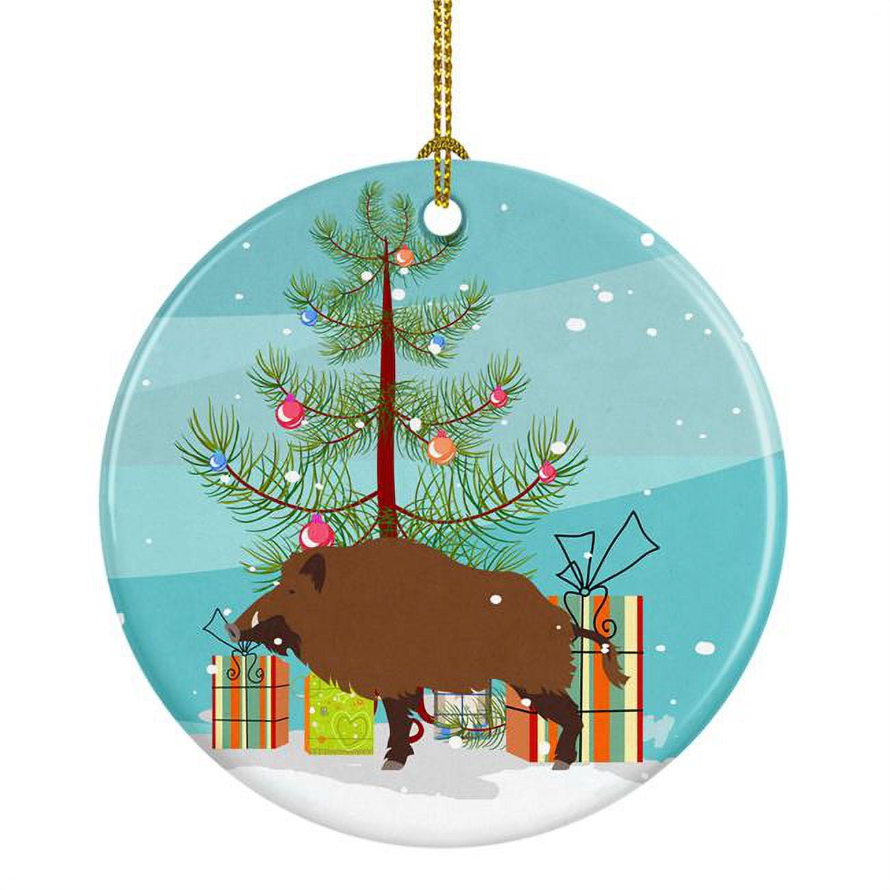 Wild Boar Pig Christmas Ceramic Ornament