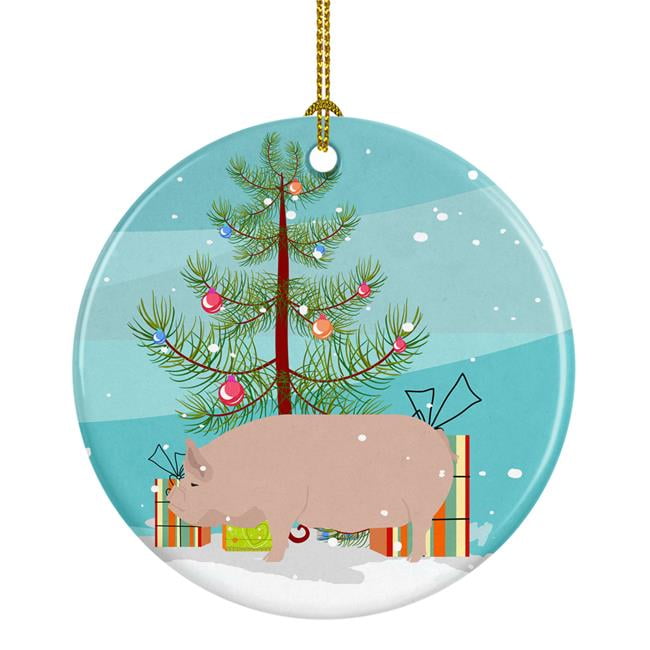 BB9304CO1 Welsh Pig Christmas Ceramic Ornament