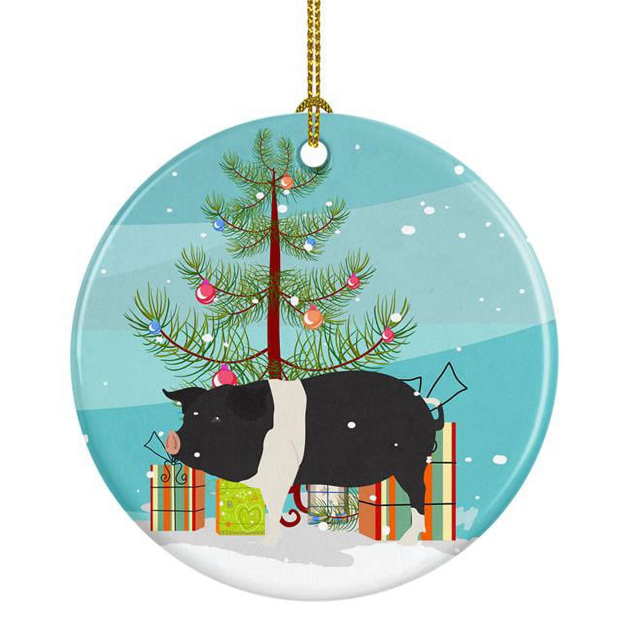 Hampshire Pig Christmas Ceramic Ornament
