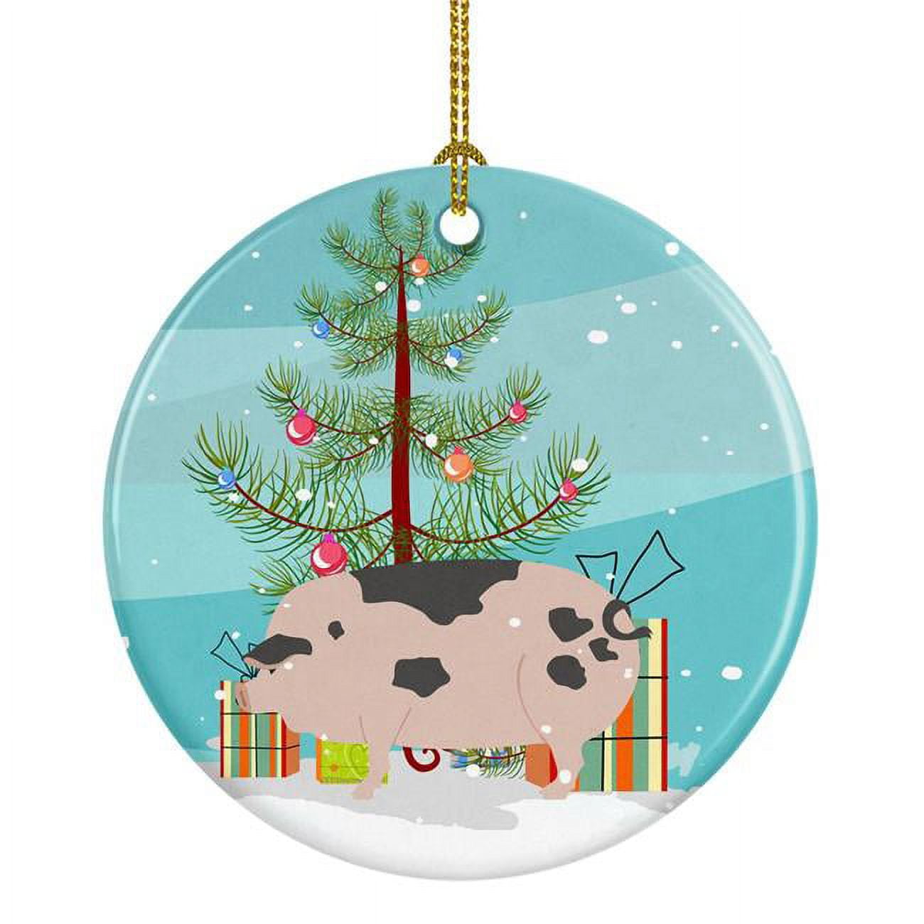 Gloucester Old Spot Pig Christmas Ceramic Ornament