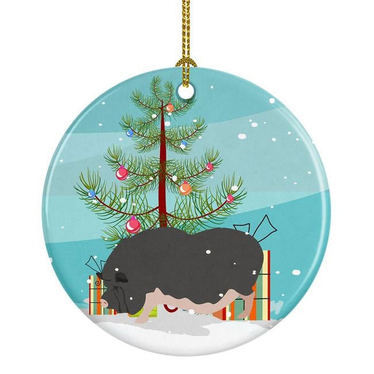 Vietnamese Pot-Bellied Pig Christmas Ceramic Ornament