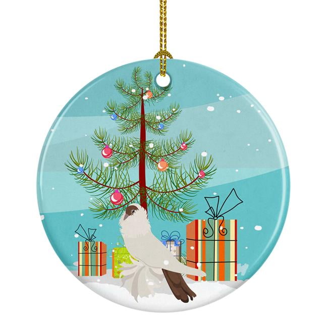 German Helmet Pigeon Christmas Ceramic Ornament
