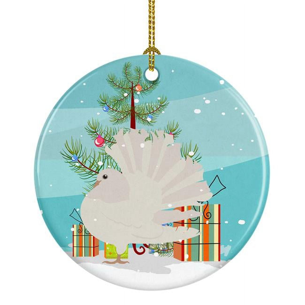 Silver Fantail Pigeon Christmas Ceramic Ornament