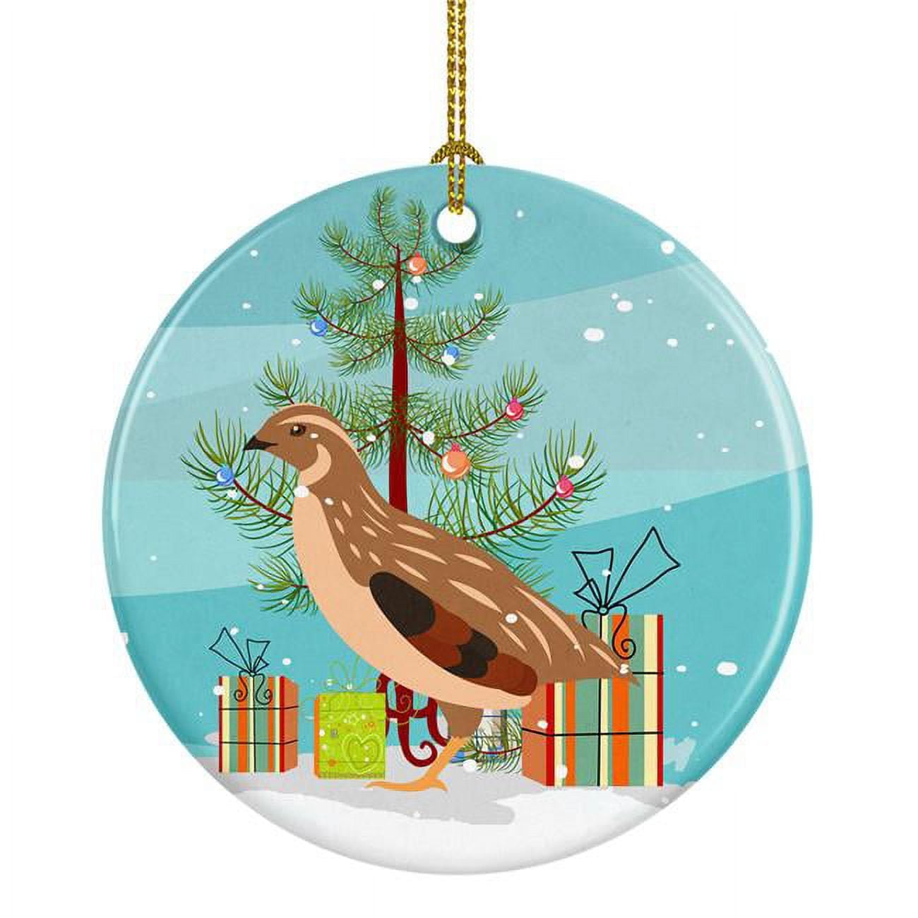 Golden Phoenix Quail Christmas Ceramic Ornament