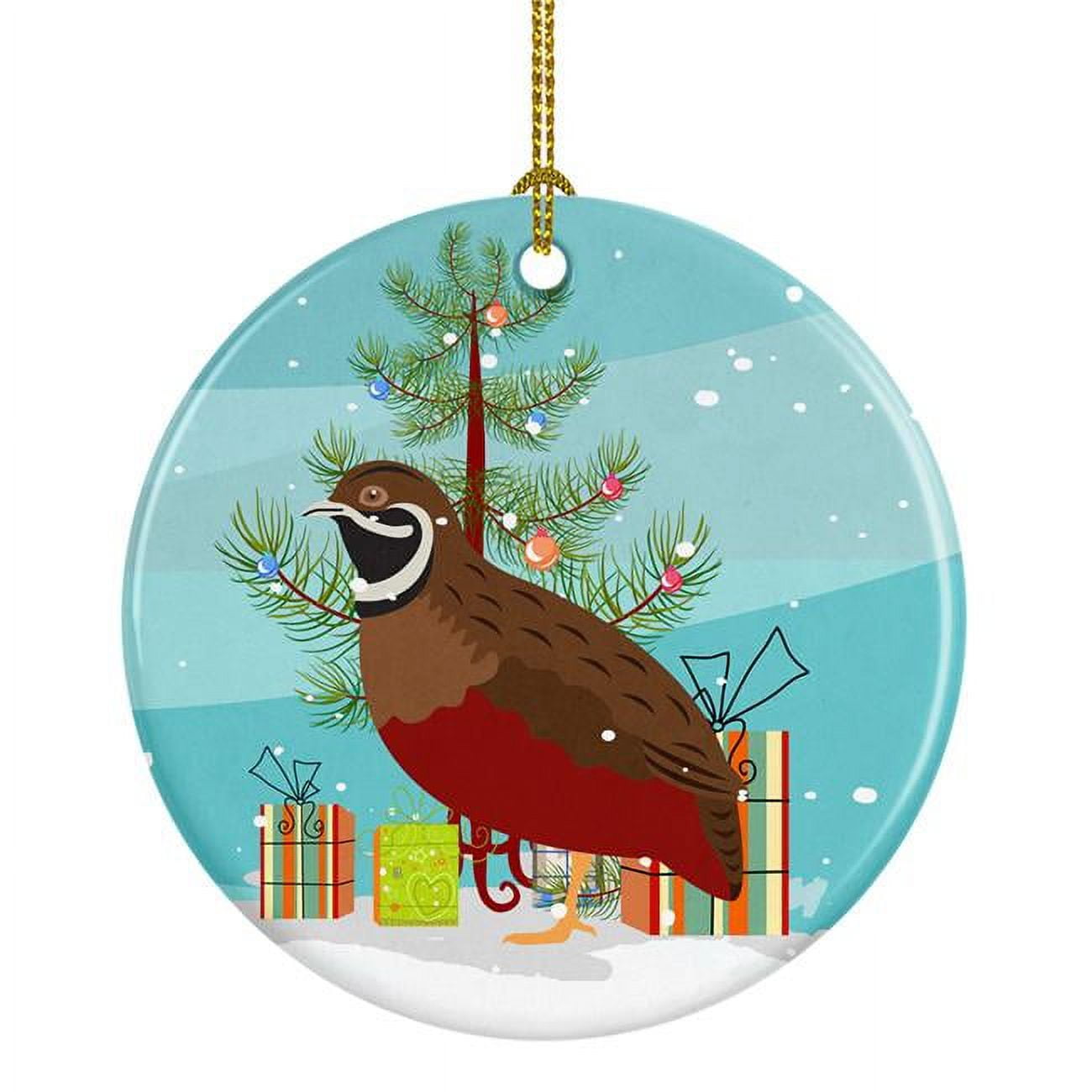 Chinese Painted or King Quail Christmas Ceramic Ornament
