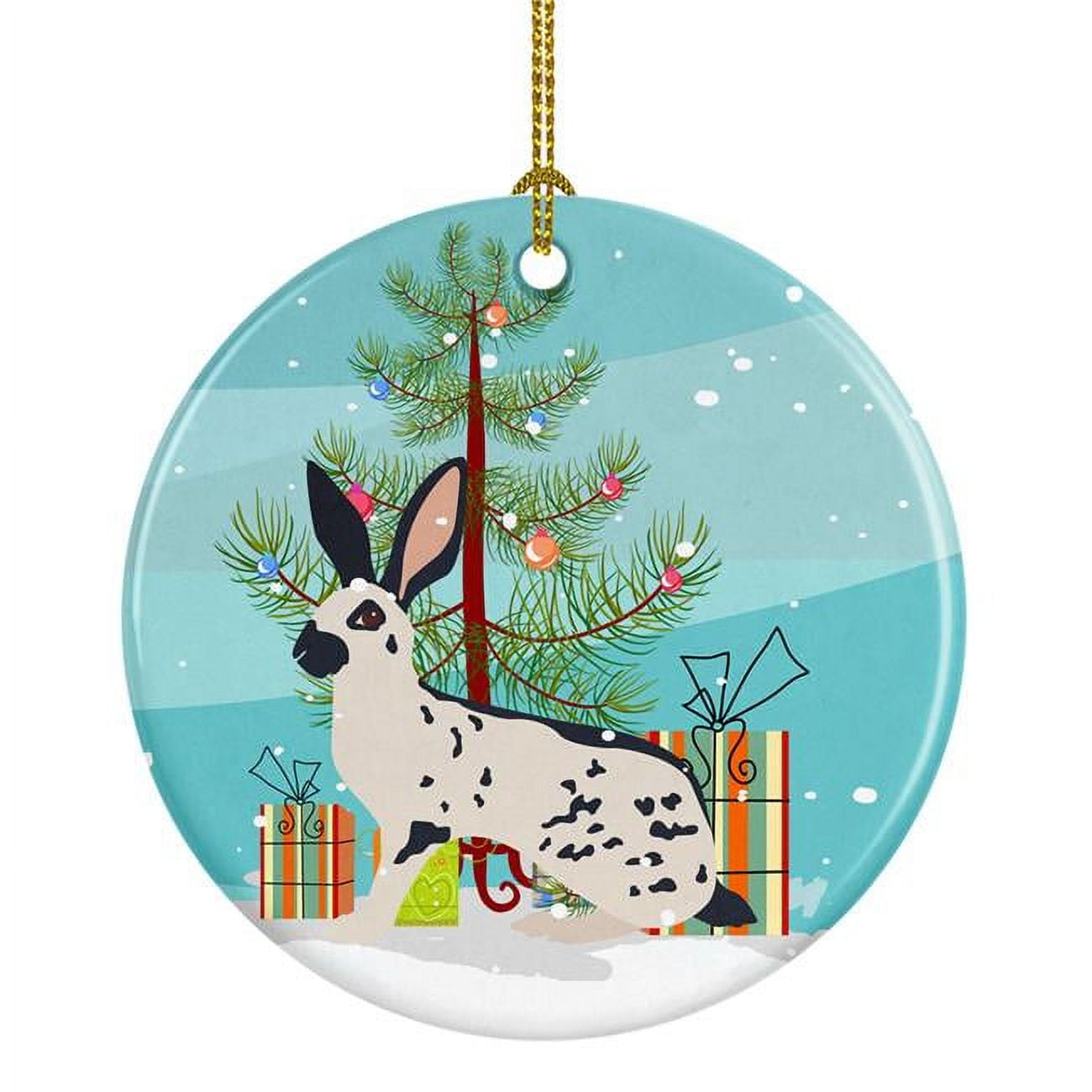 English Spot Rabbit Christmas Ceramic Ornament