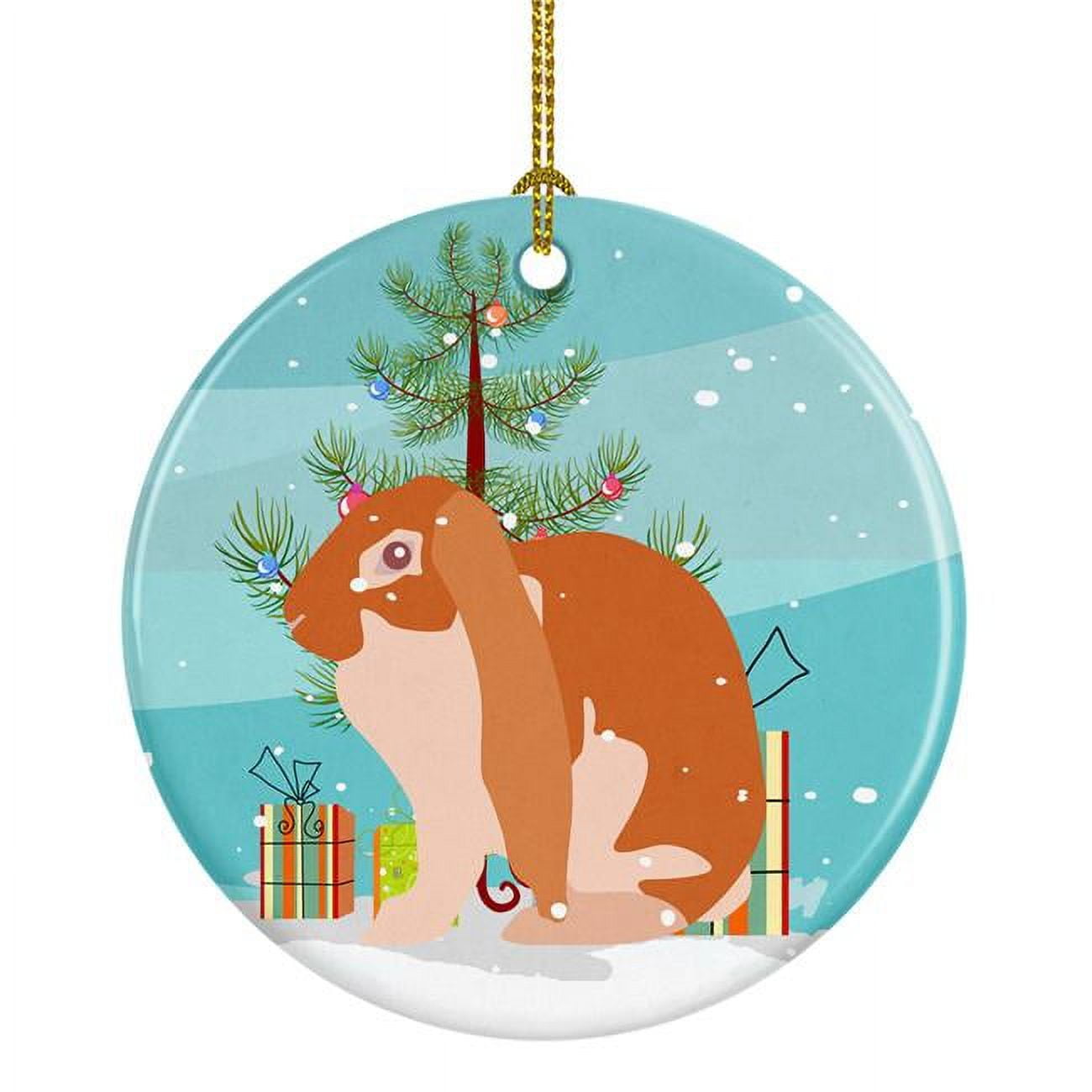 English Lop Rabbit Christmas Ceramic Ornament