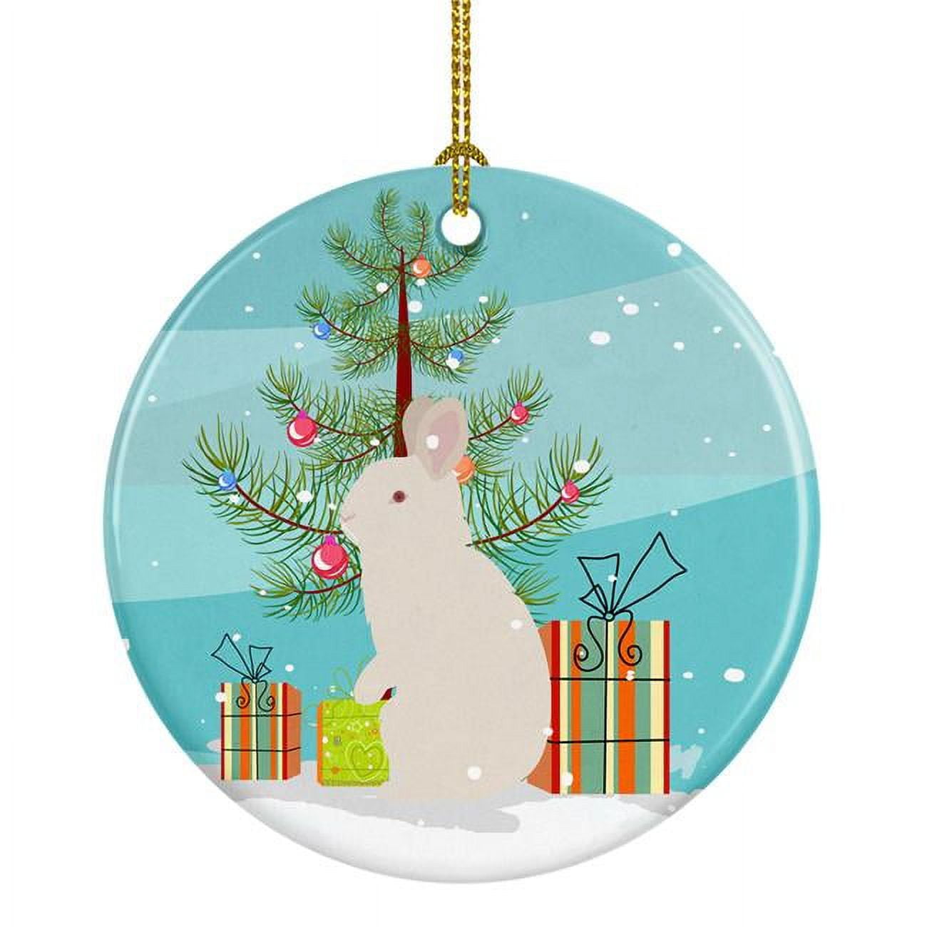 New Zealand White Rabbit Christmas Ceramic Ornament