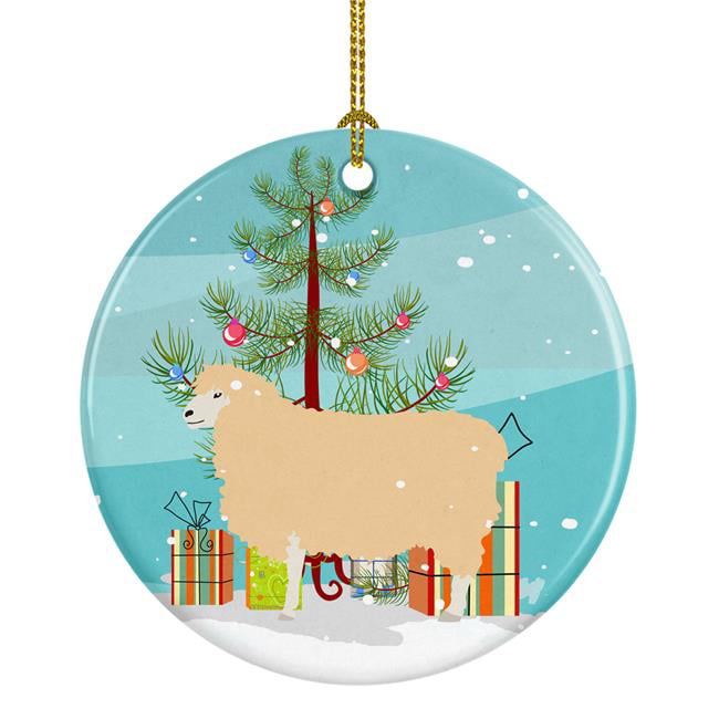 English Leicester Longwool Sheep Christmas Ceramic Ornament
