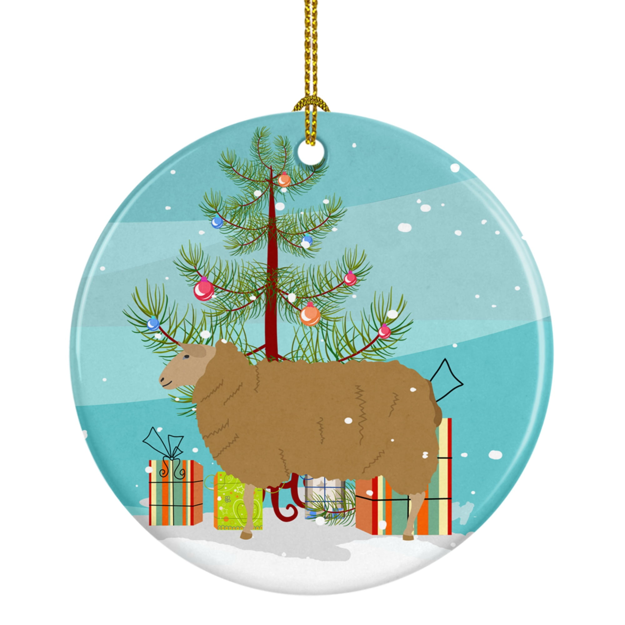 East Friesian Sheep Christmas Ceramic Ornament