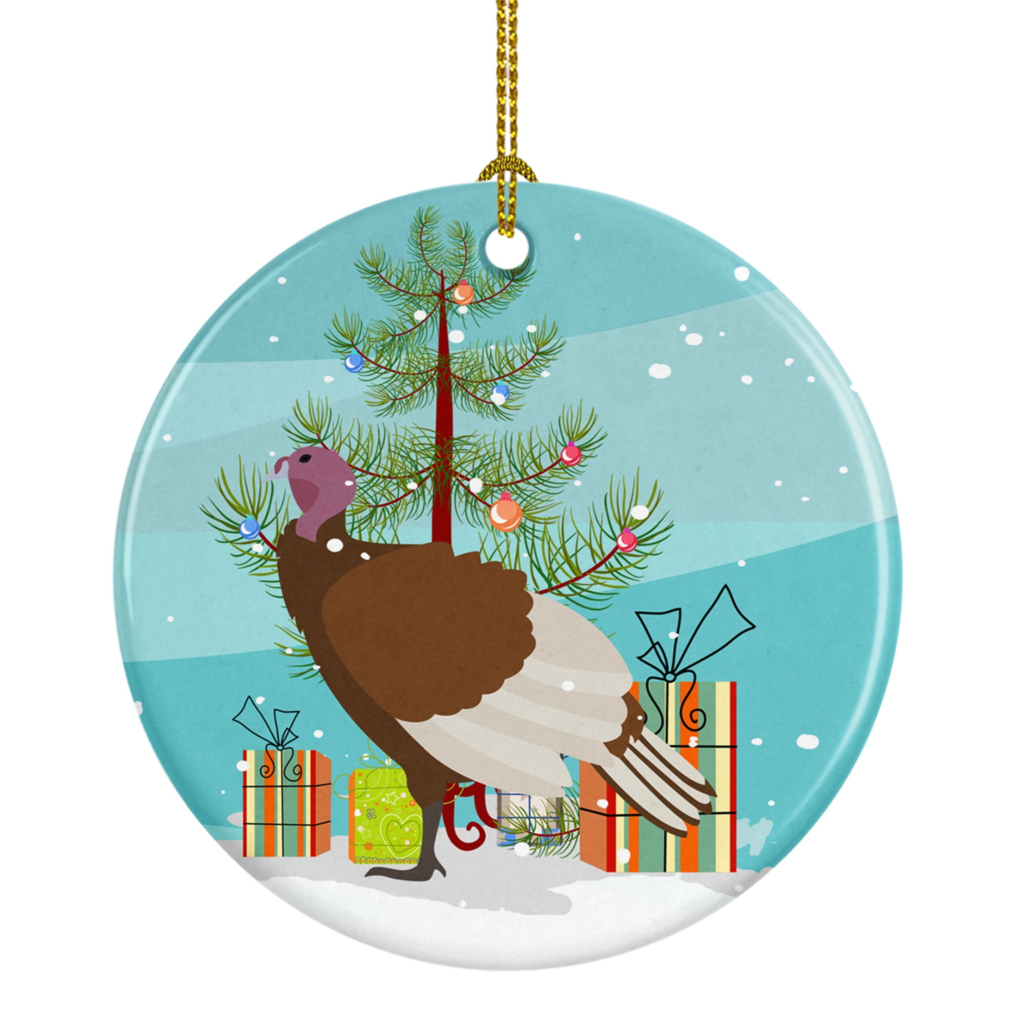 Bourbon Red Turkey Hen Christmas Ceramic Ornament