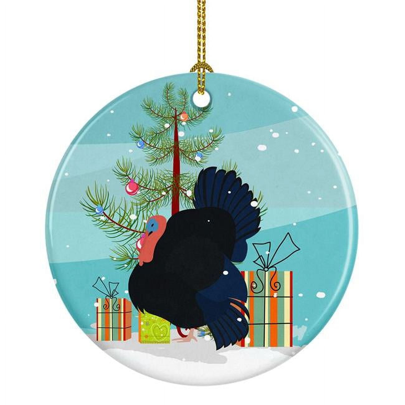 BB9352CO1 Norfolk Black Turkey Christmas Ceramic Ornament
